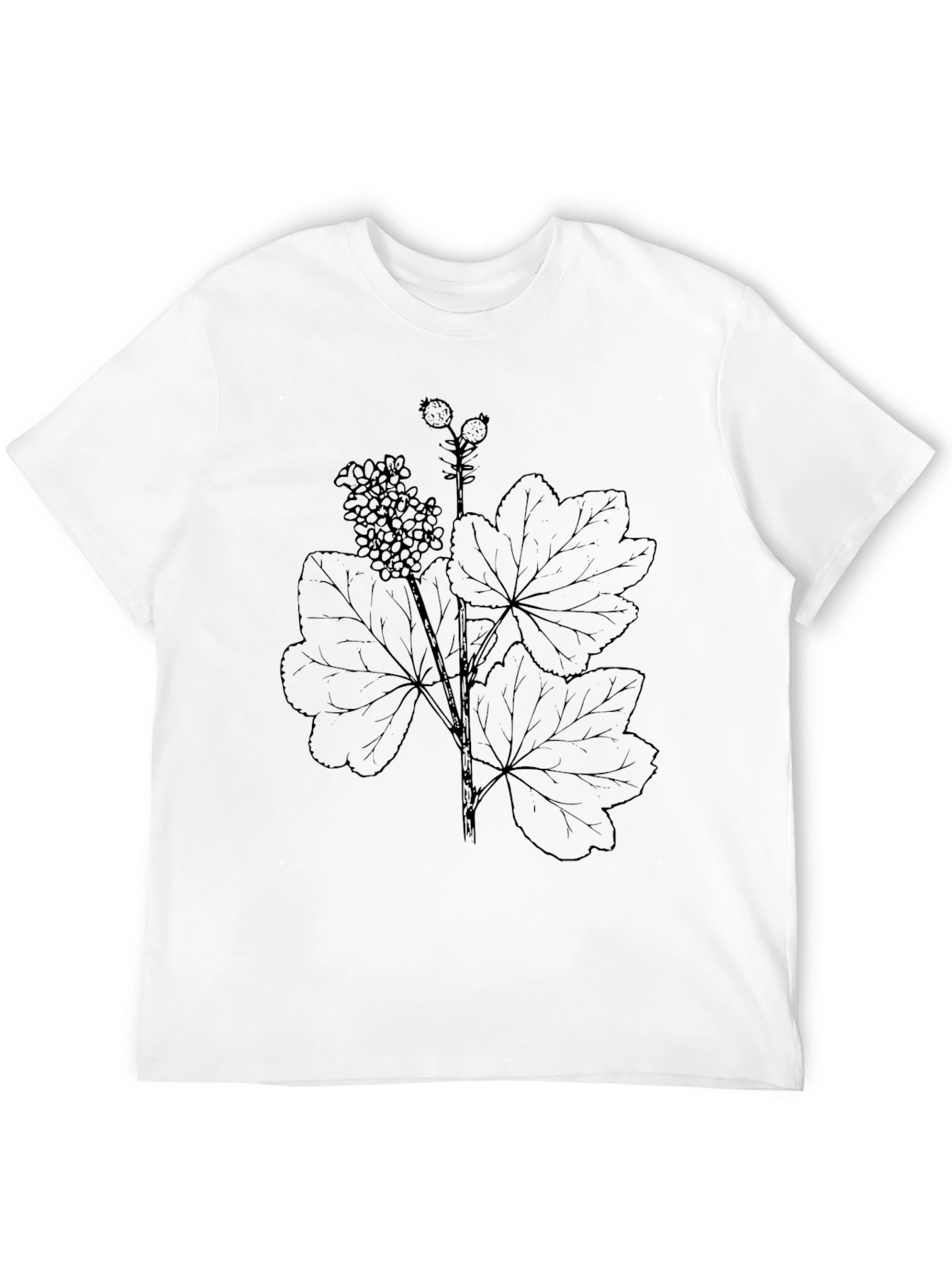 Black Botanical Print Black T-Shirt - Nature Inspired Tee view 12