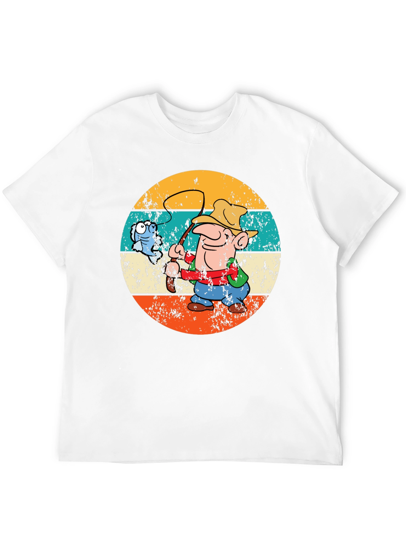 Black Retro Fishing Cartoon T-Shirt view 12