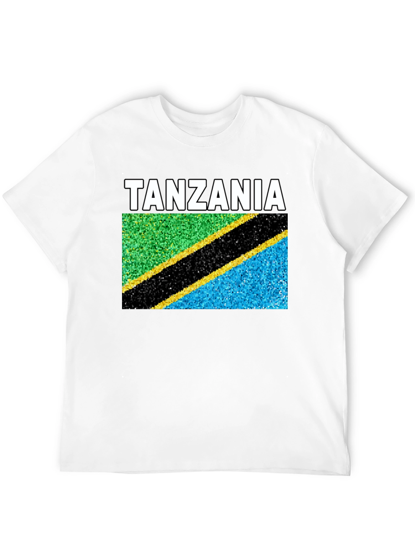 Black Tanzania Flag T-Shirt - Black Crew Neck Tee view 12