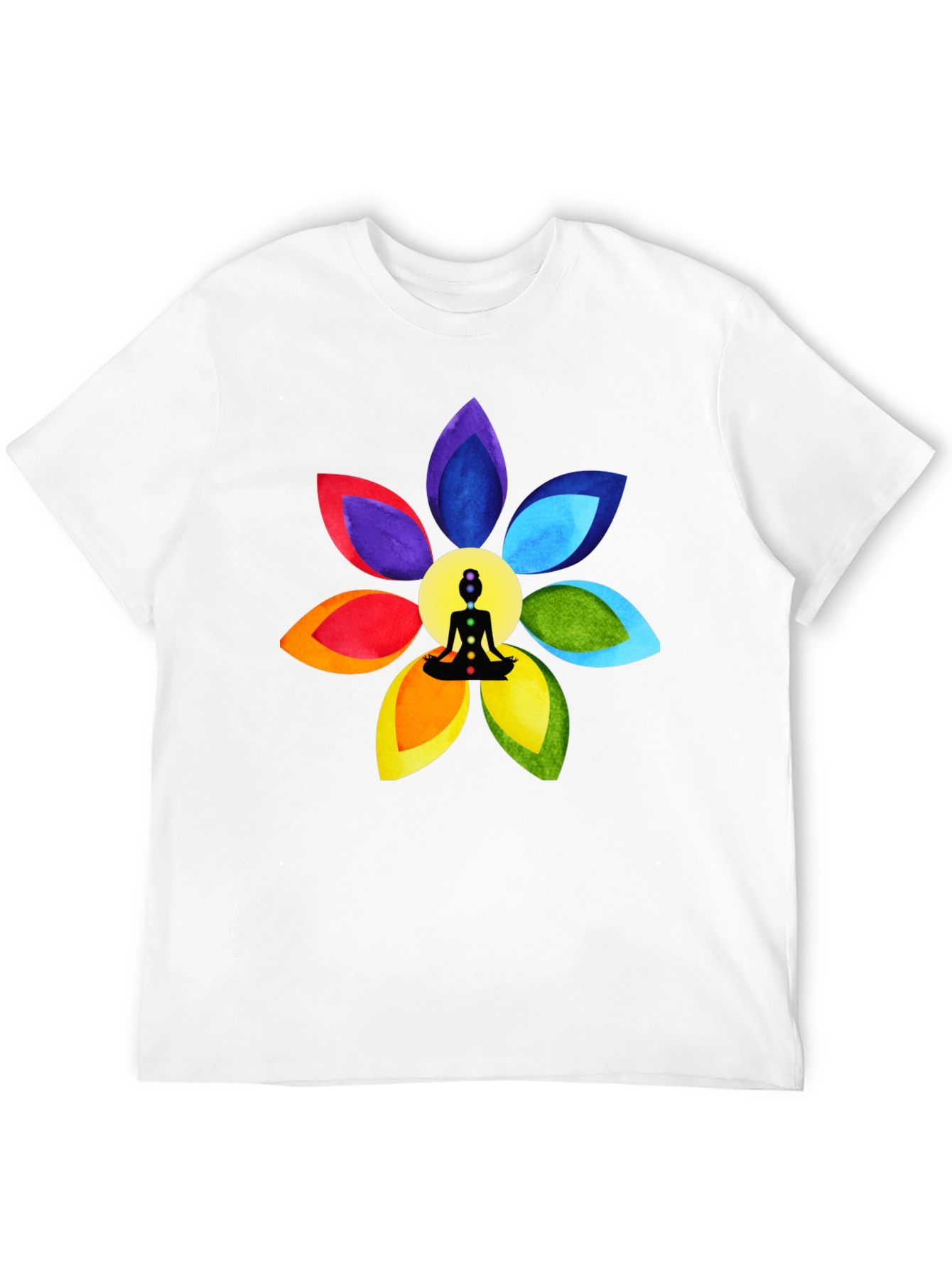 Black Chakra Flower Meditation T-Shirt - Spiritual Design view 12