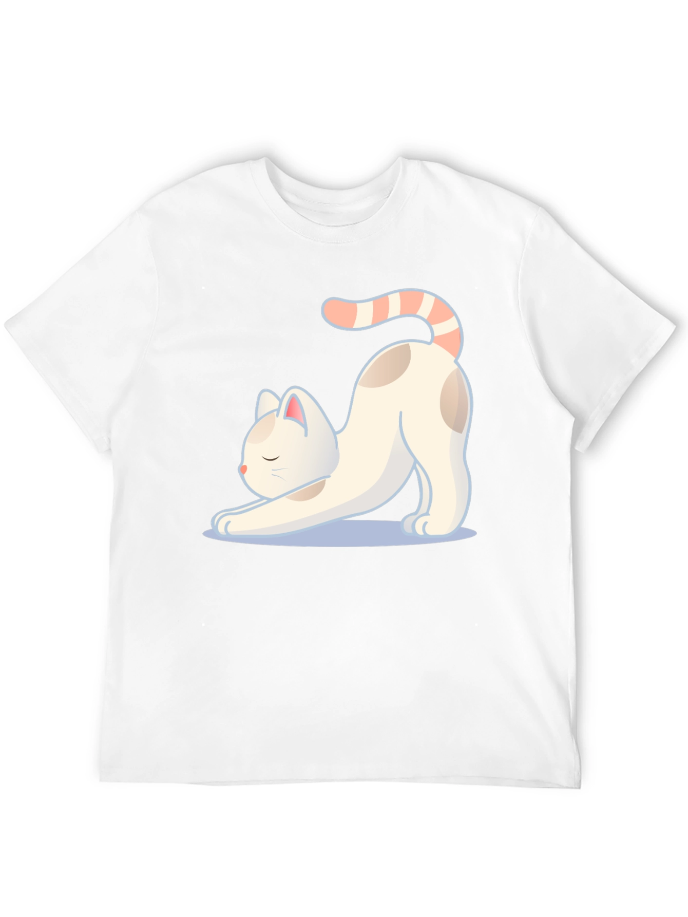 Black Cute Cat Stretching Graphic T-Shirt view 12