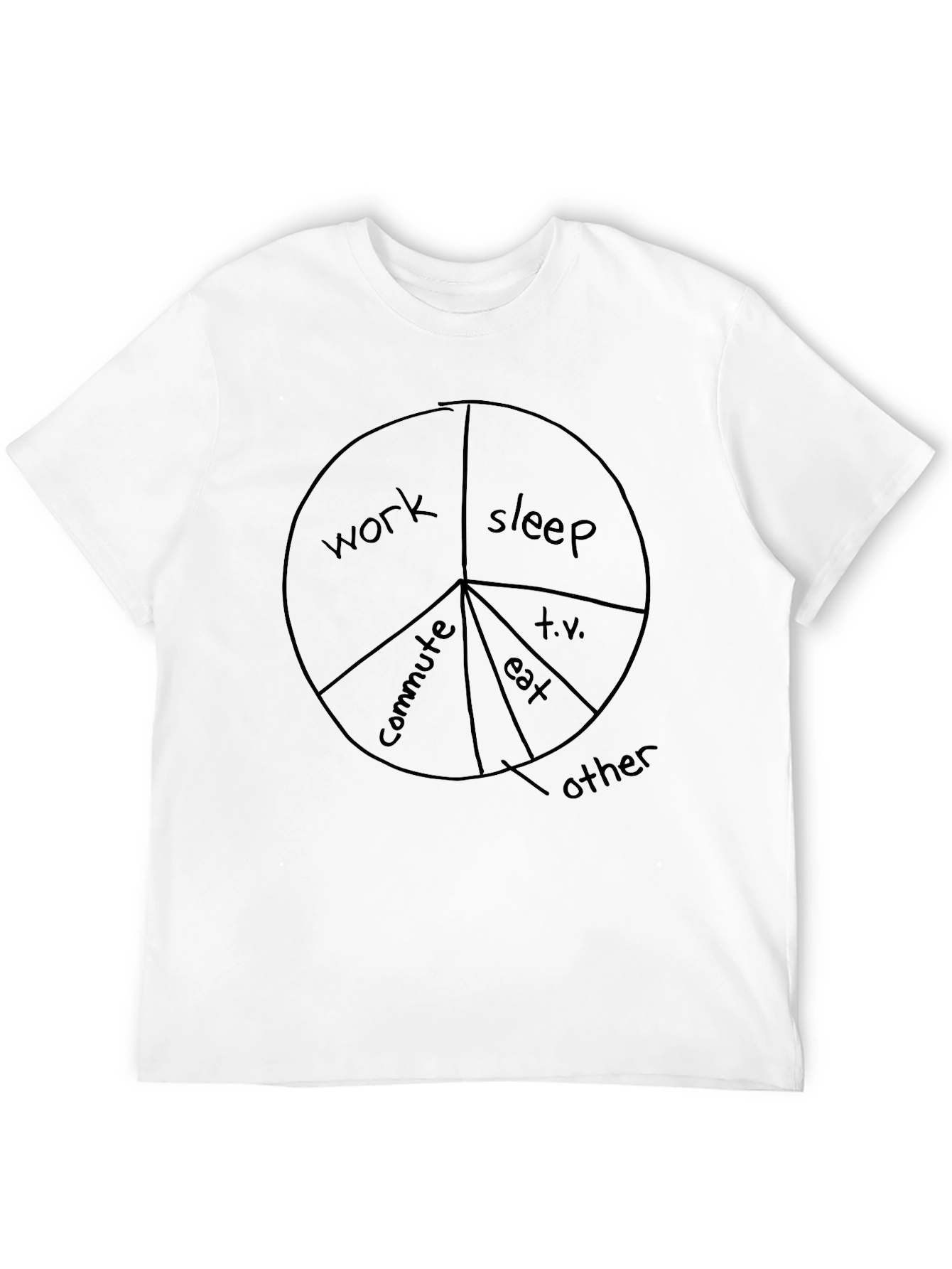 Black Work Sleep Life Pie Chart Graphic T-Shirt view 12