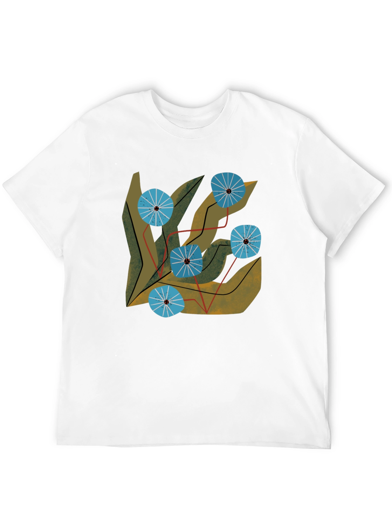 Black Abstract Floral Graphic Tee - Modern Art Shirt view 12