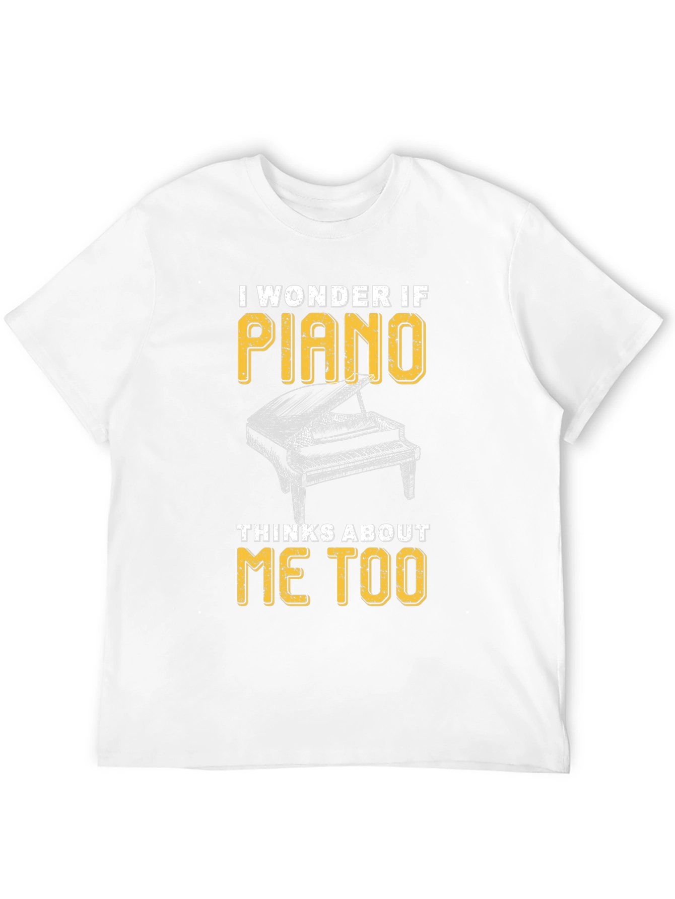 Black Piano Lover T-Shirt - I Wonder If Piano Thinks About Me Too view 12
