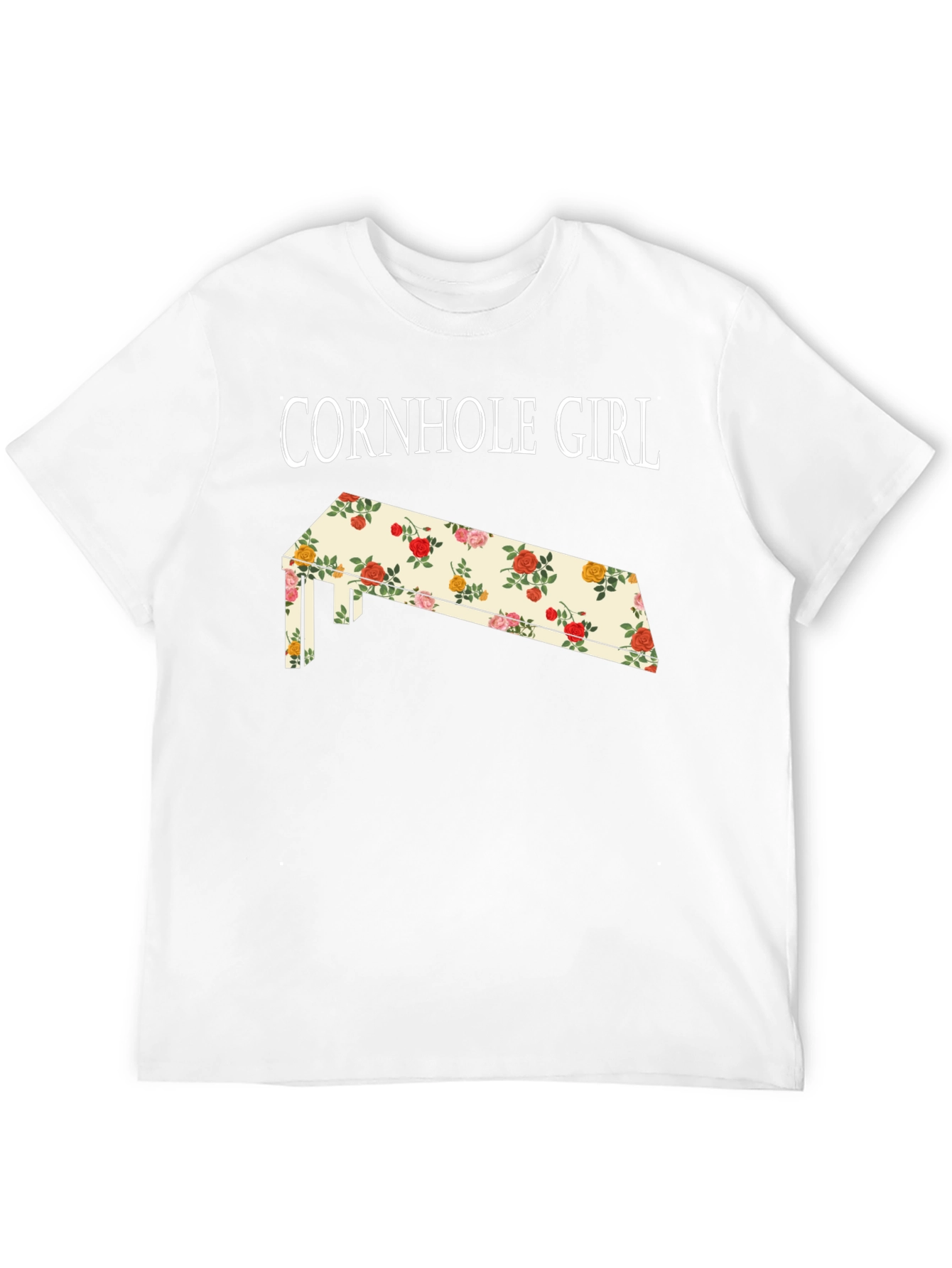 Black Cornhole Girl Floral Board T-Shirt view 12