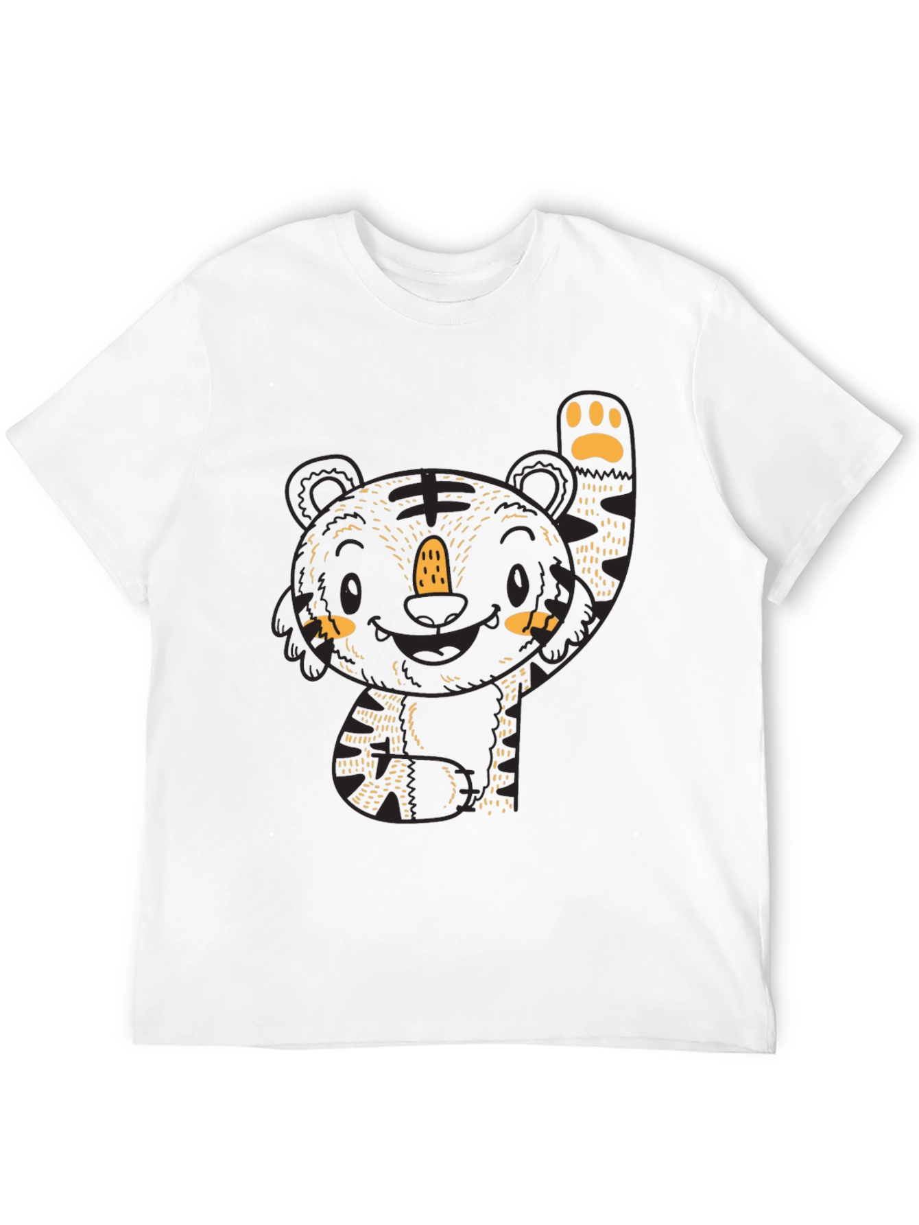 Black Cute Tiger Graphic Black Tee view 12