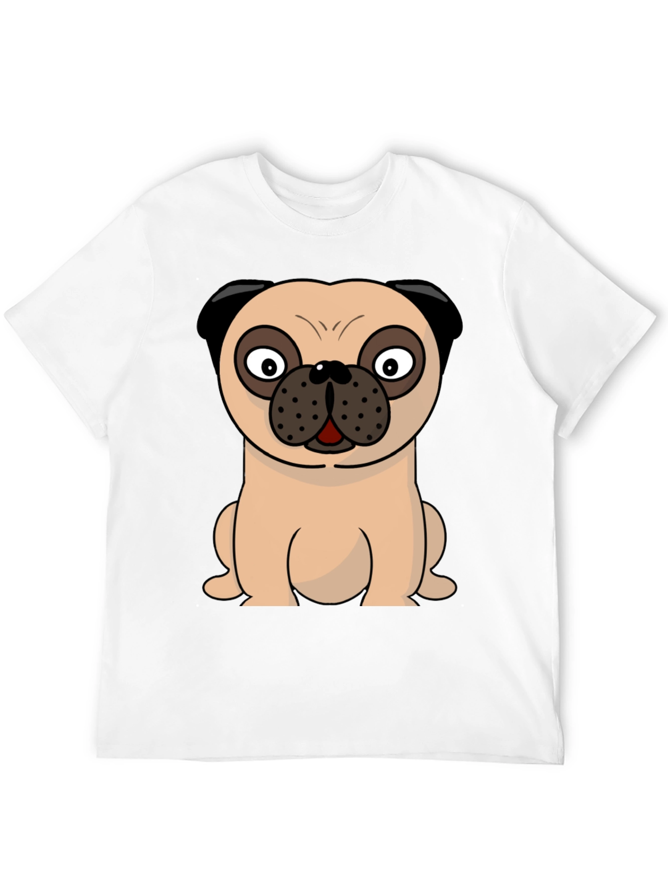 Black Cartoon Pug Graphic Tee - Men's Black T-Shirt view 12