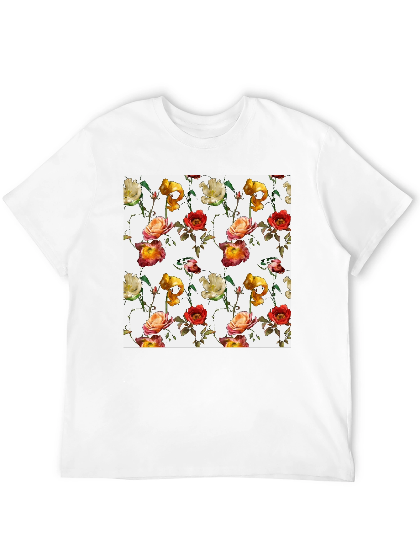 Black Floral Pattern T-Shirt view 12