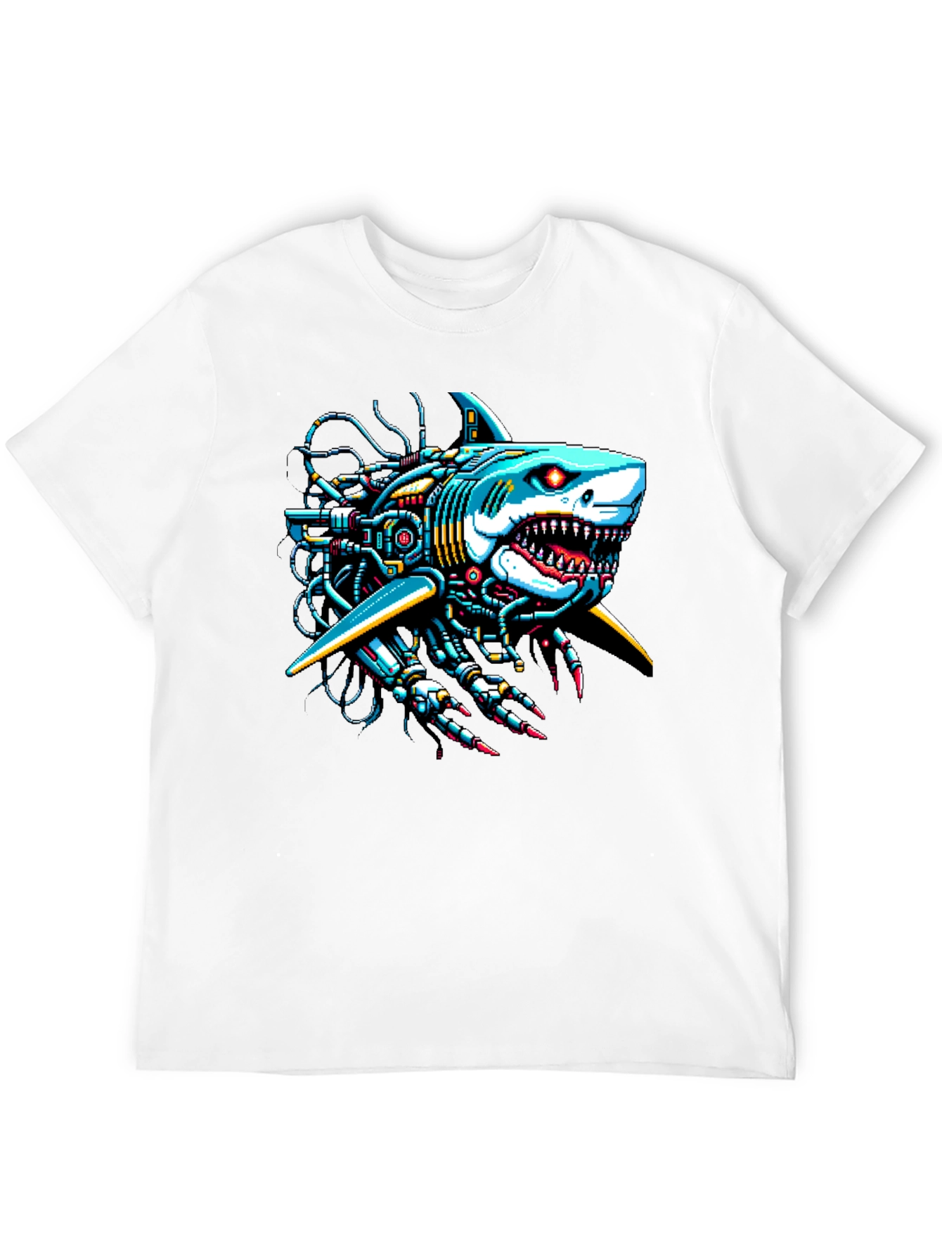 Black Cyberpunk Shark Graphic Tee - Unique & Bold Design view 12
