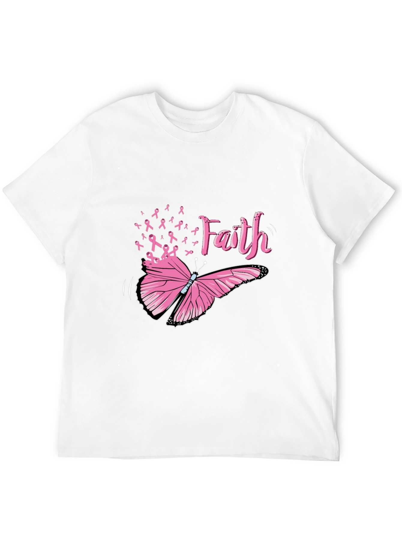 Black Faith Butterfly Breast Cancer Awareness Tee view 12