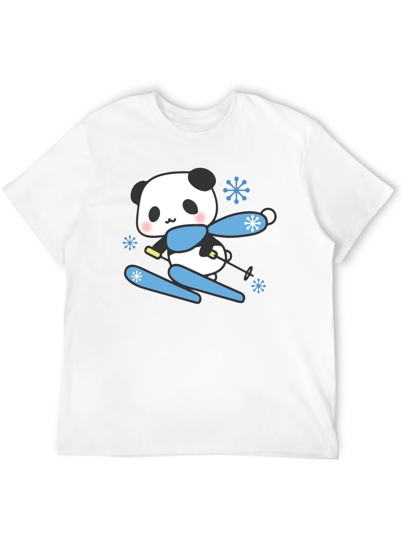 Black Skiing Panda T-Shirt - Cute Winter Apparel view 12
