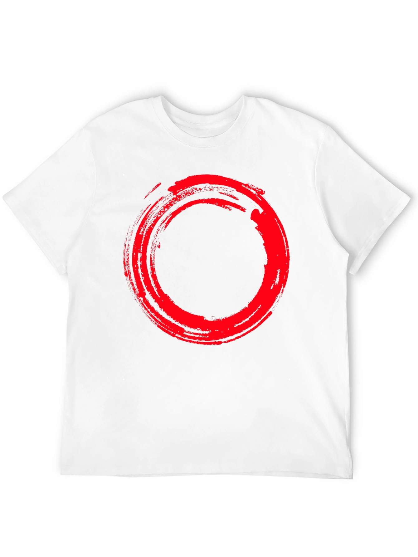 Enso Circle Graphic Tee - Stylish Red Brush Stroke Design - 12