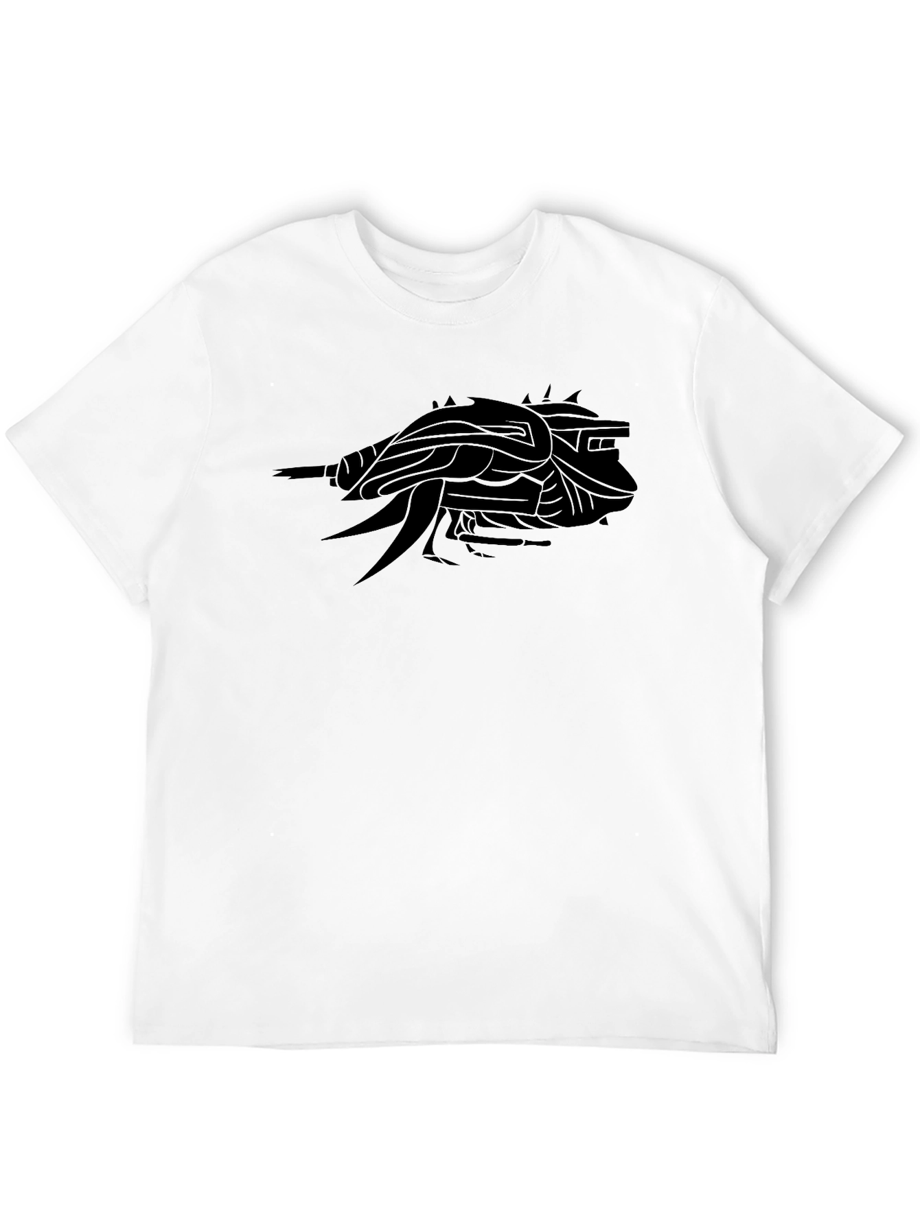 Black Men's Black Graphic Tee - Abstract Creature view 12