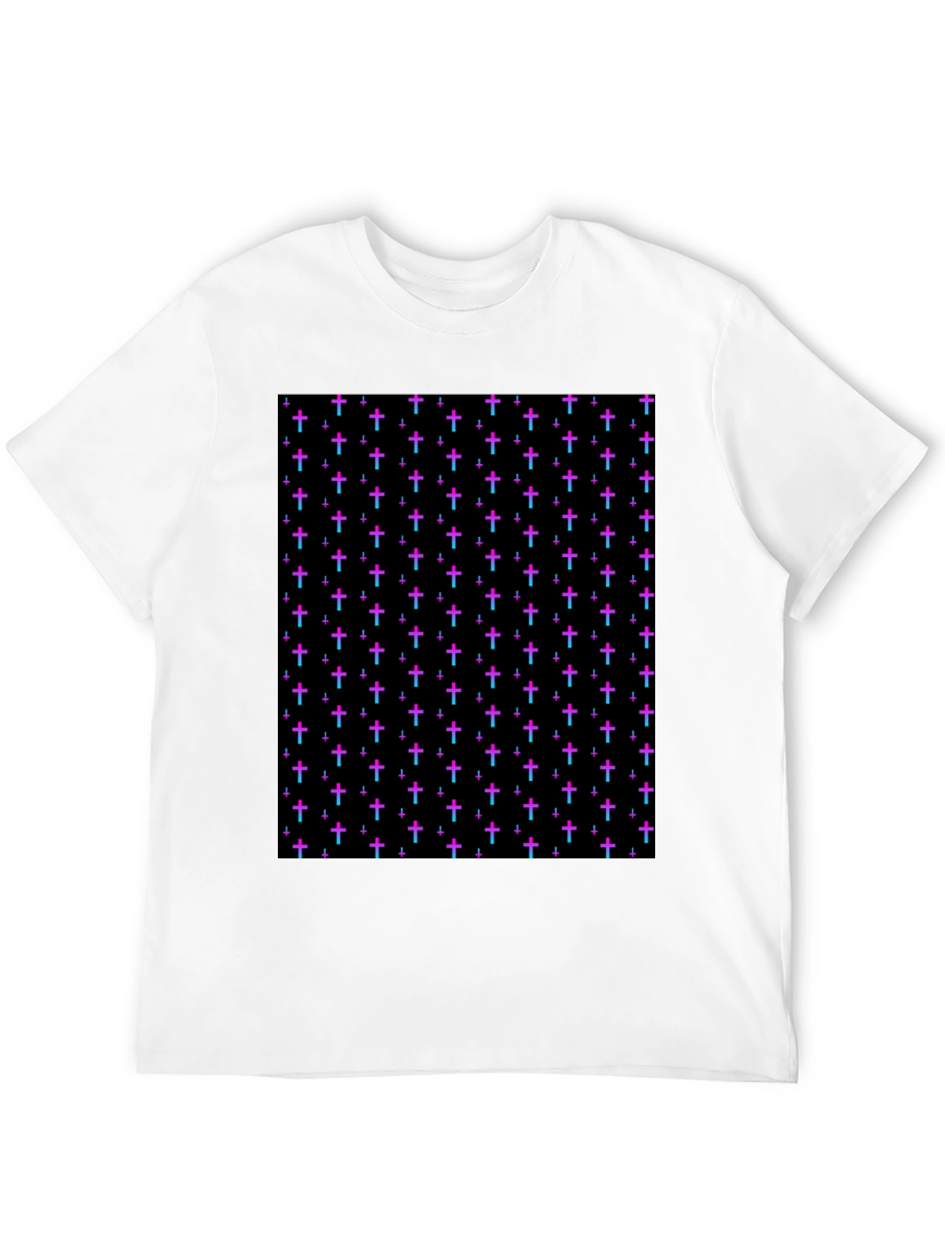Black Cross Pattern Black T-Shirt view 12