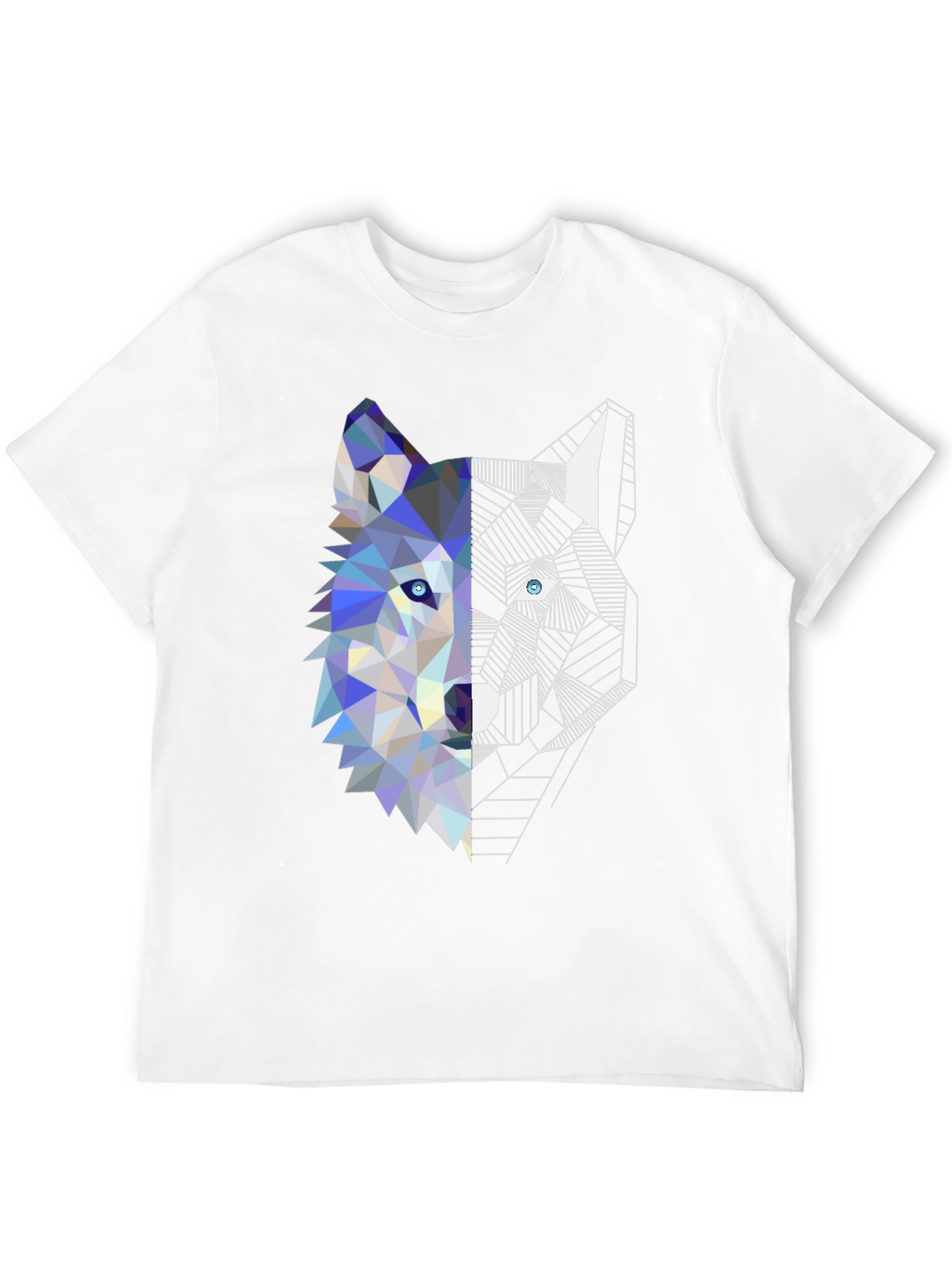 Black Geometric Wolf Graphic Tee - Modern Art Shirt view 12