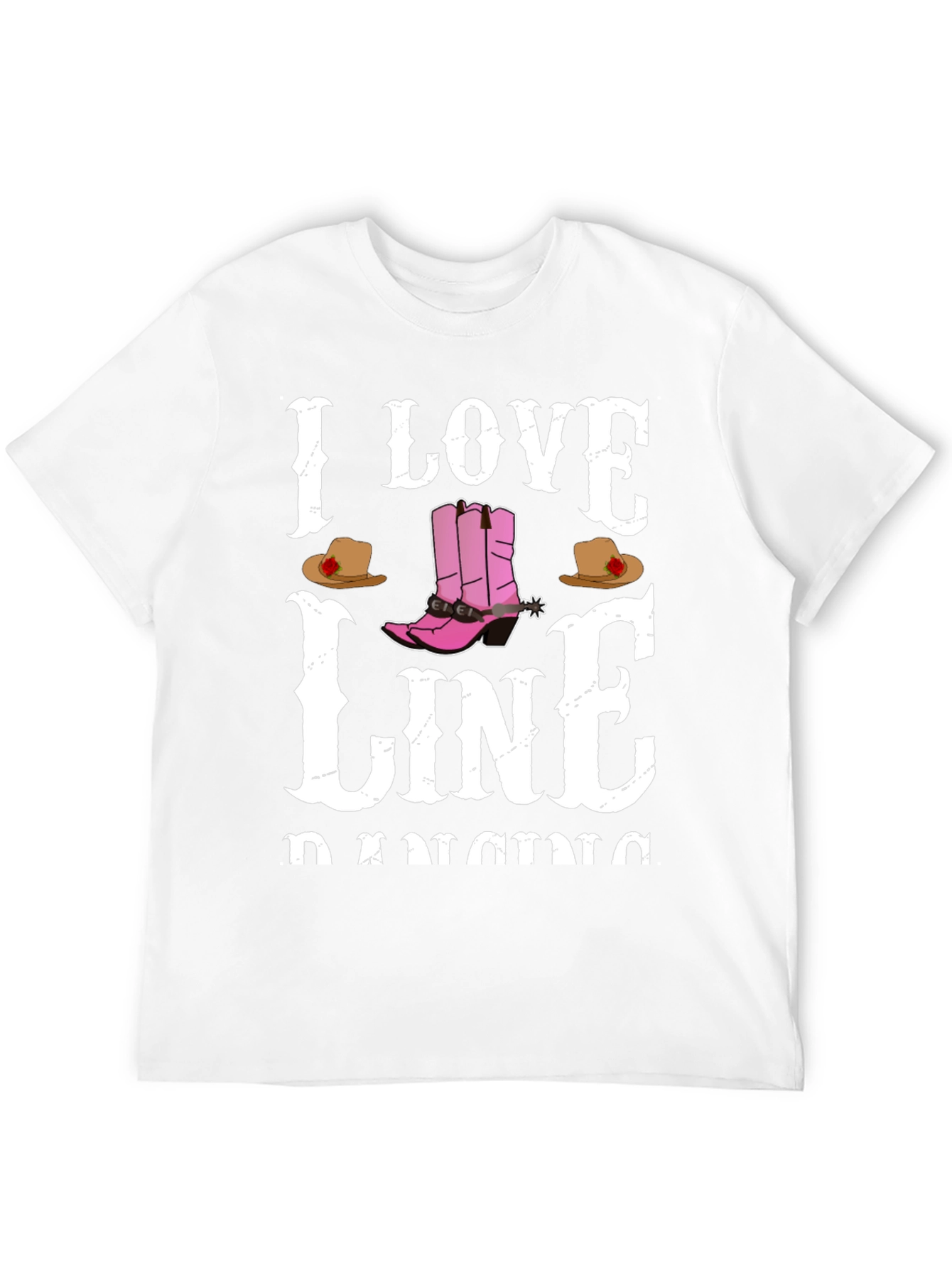 I Love Line Dancing Black T-Shirt - 12