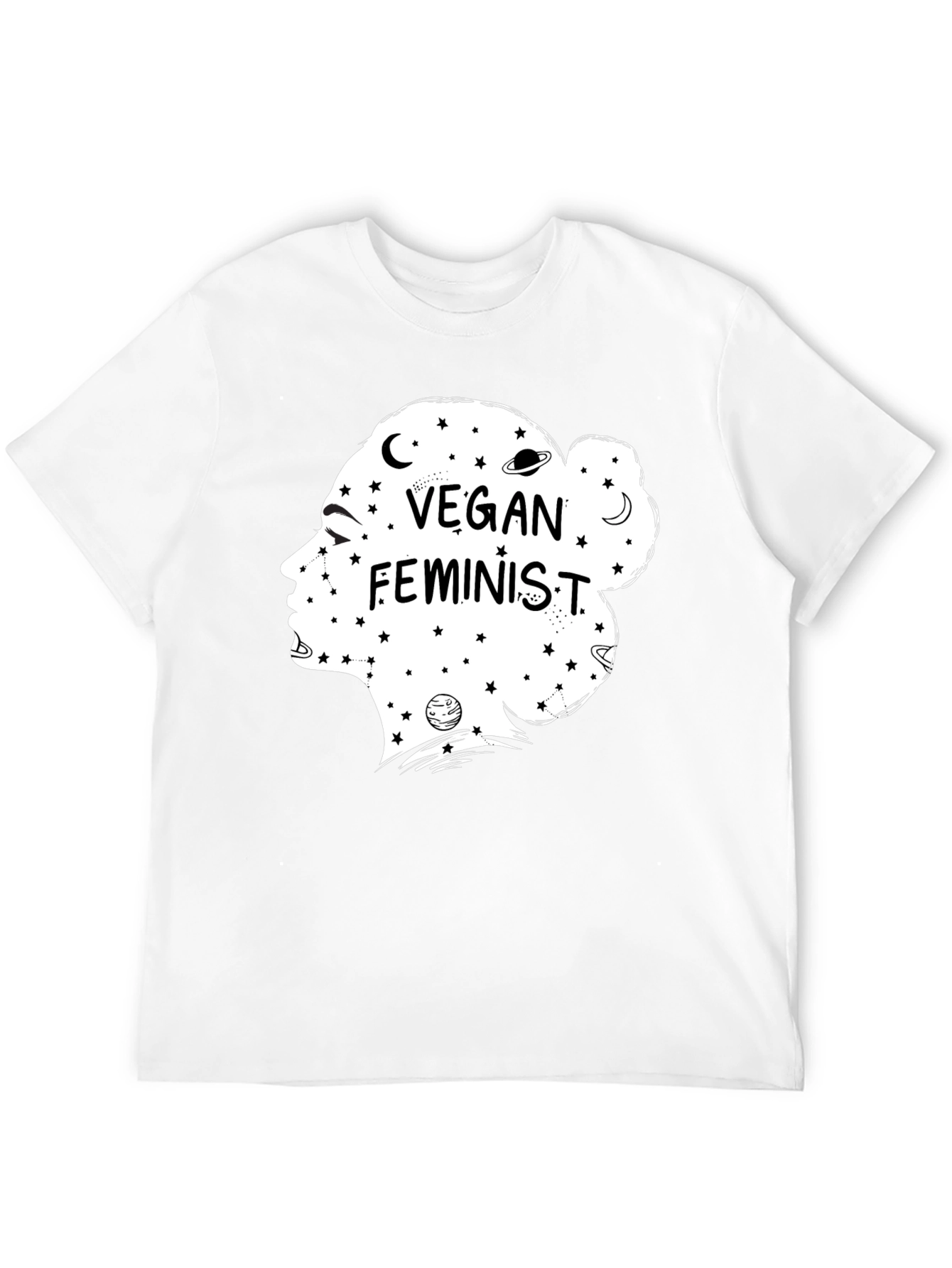 Black Vegan Feminist T-Shirt - Black Crew Neck Tee view 12