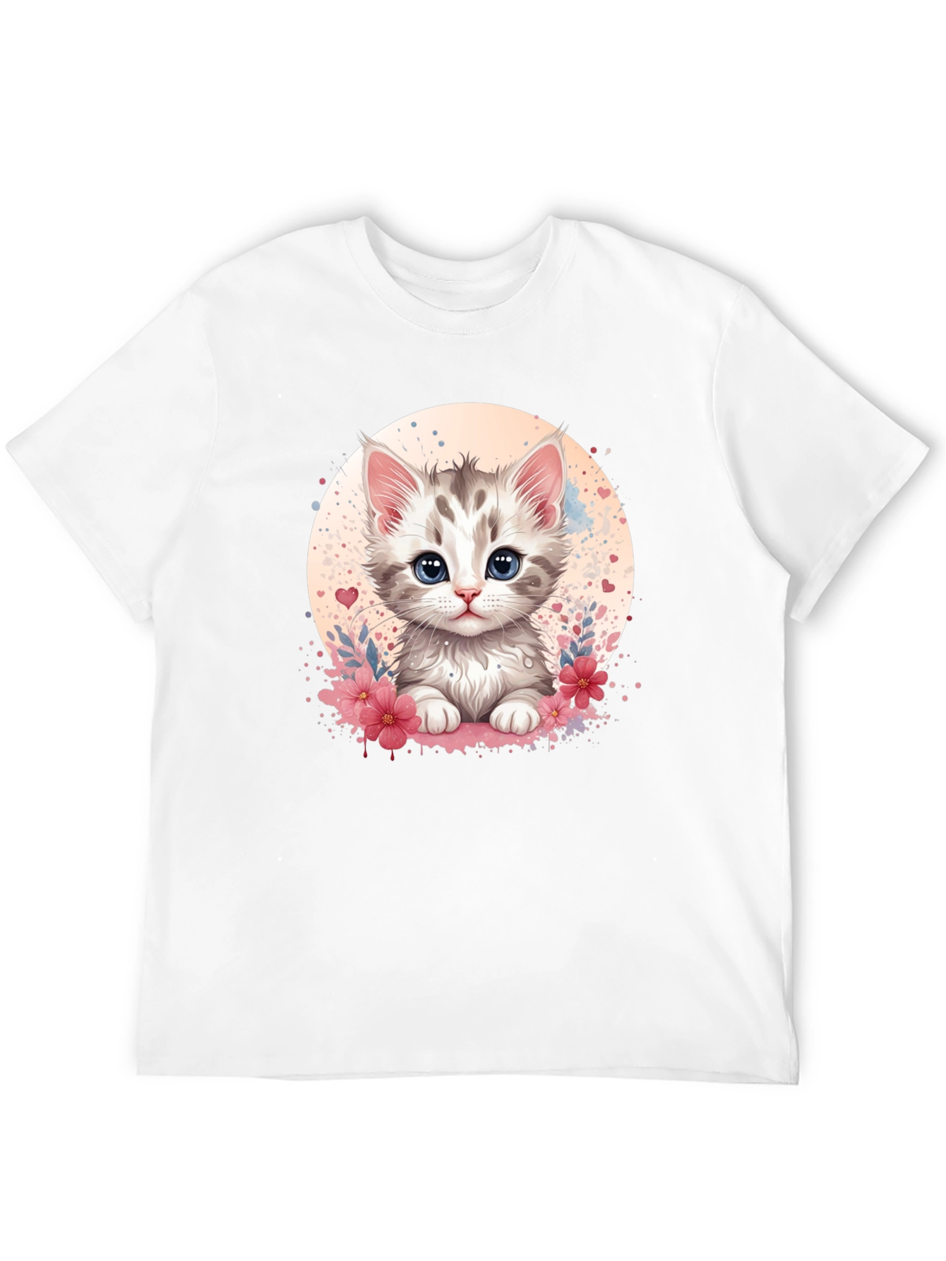 Black Cute Kitten Graphic Black T-Shirt view 12
