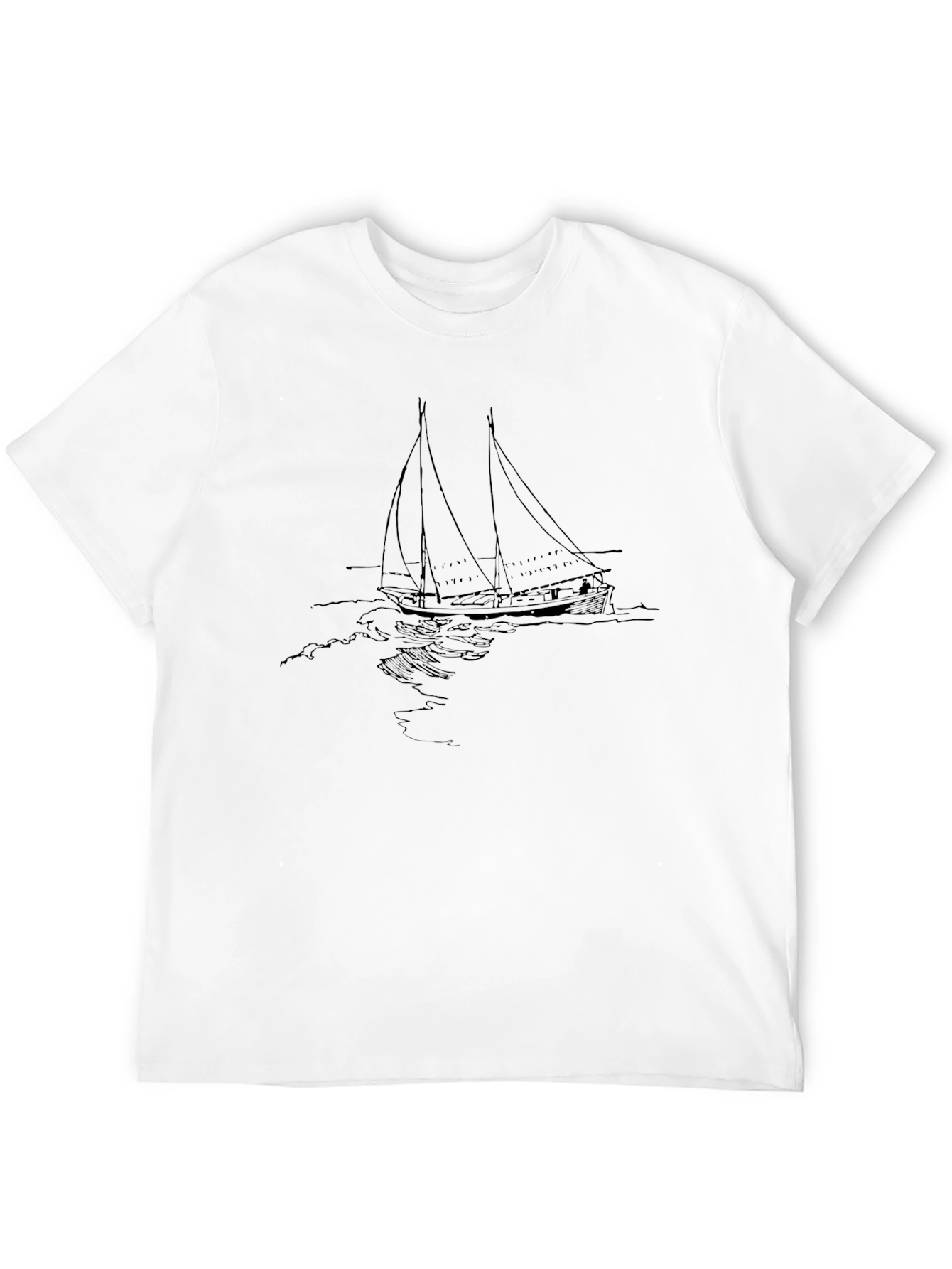 Black Black T-Shirt with Sailboat Design view 12