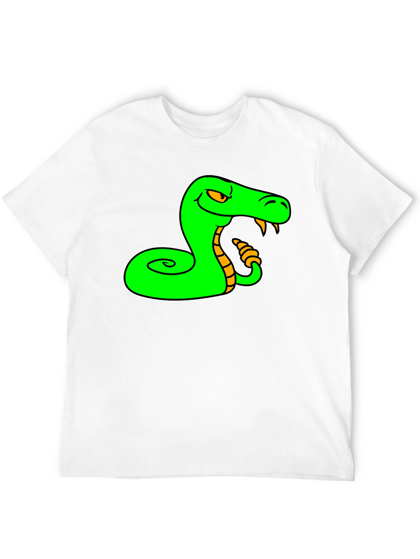 Black Green Snake Cartoon Graphic Black T-Shirt view 12