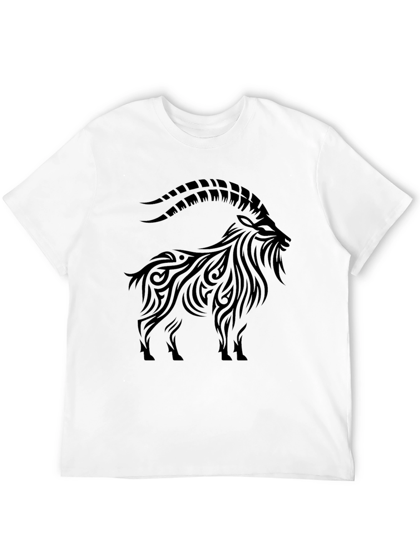 Black Tribal Goat Graphic Tee - Men's Black T-Shirt view 12