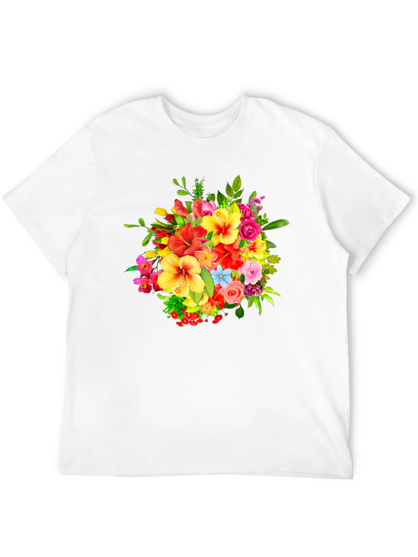 Black Floral Bouquet Graphic Print Black T-Shirt view 12