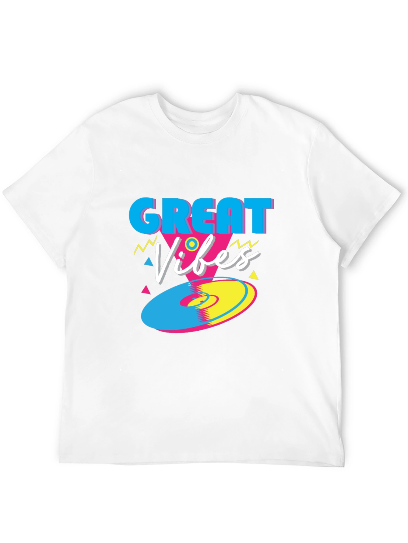 Black Great Vibes Retro T-Shirt - Funky 80s Style Tee view 12