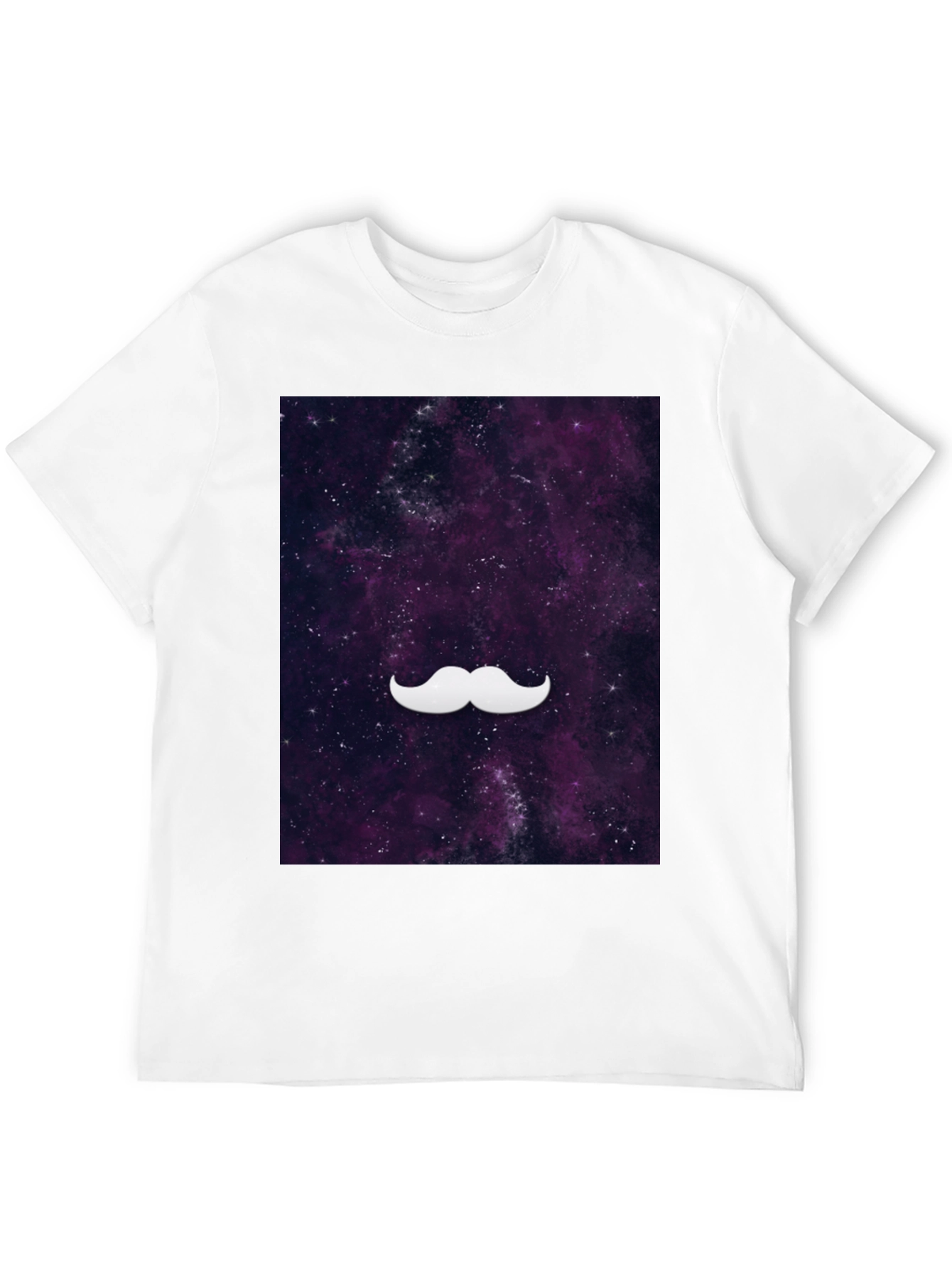 Black Galaxy Mustache Graphic Tee - Stylish Black Cotton T-Shirt view 12