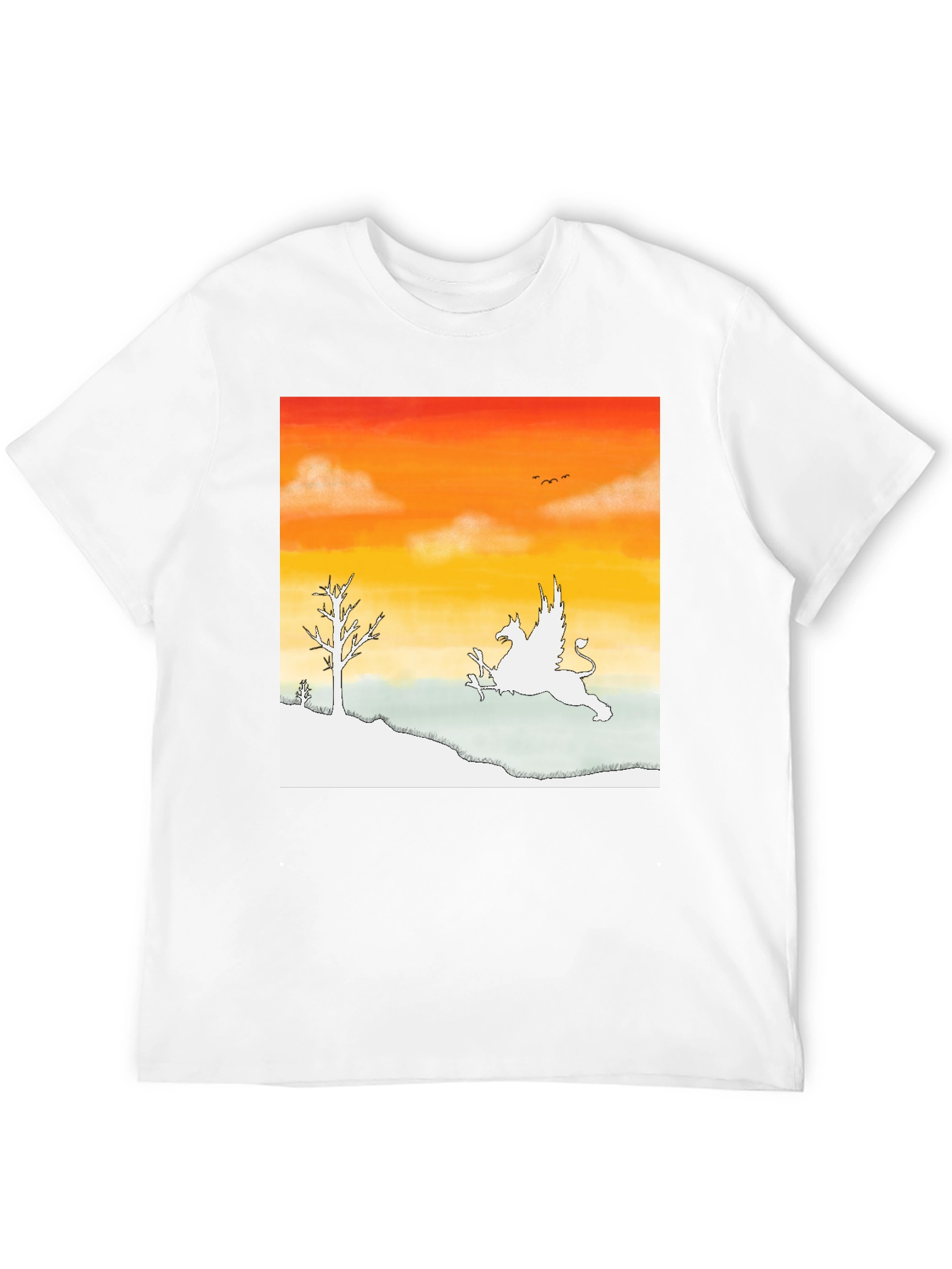 Black Griffin Sunset Graphic Tee - Fantasy Inspired Art view 12