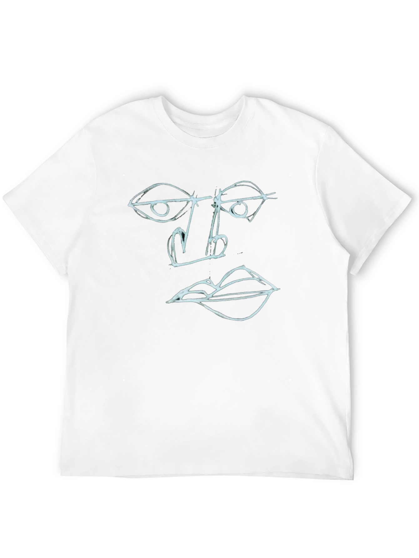 Black Abstract Face Art Tee - Black Cotton Graphic T-Shirt view 12