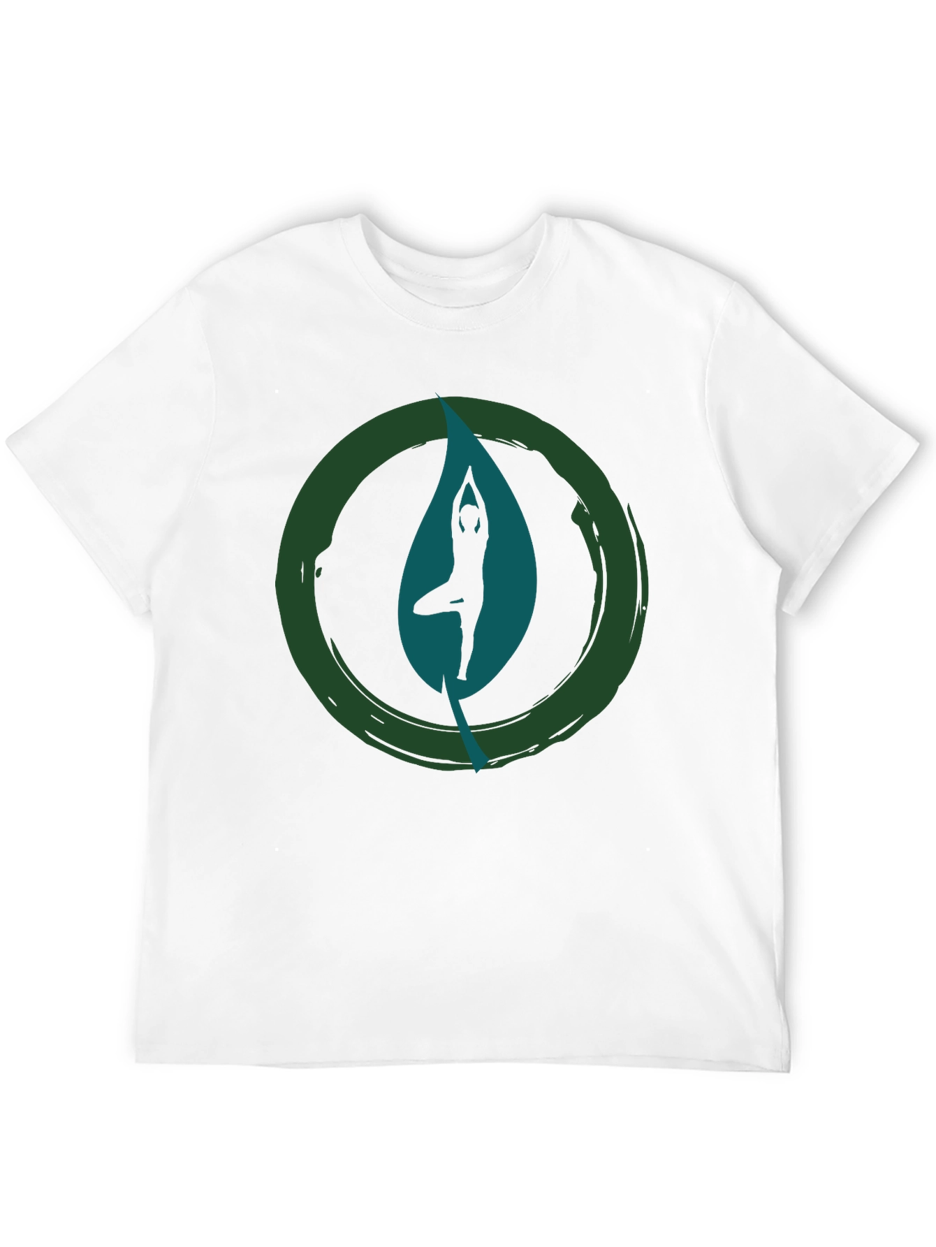 Black Yoga Leaf Graphic Tee - Zen Style Cotton T-Shirt view 12