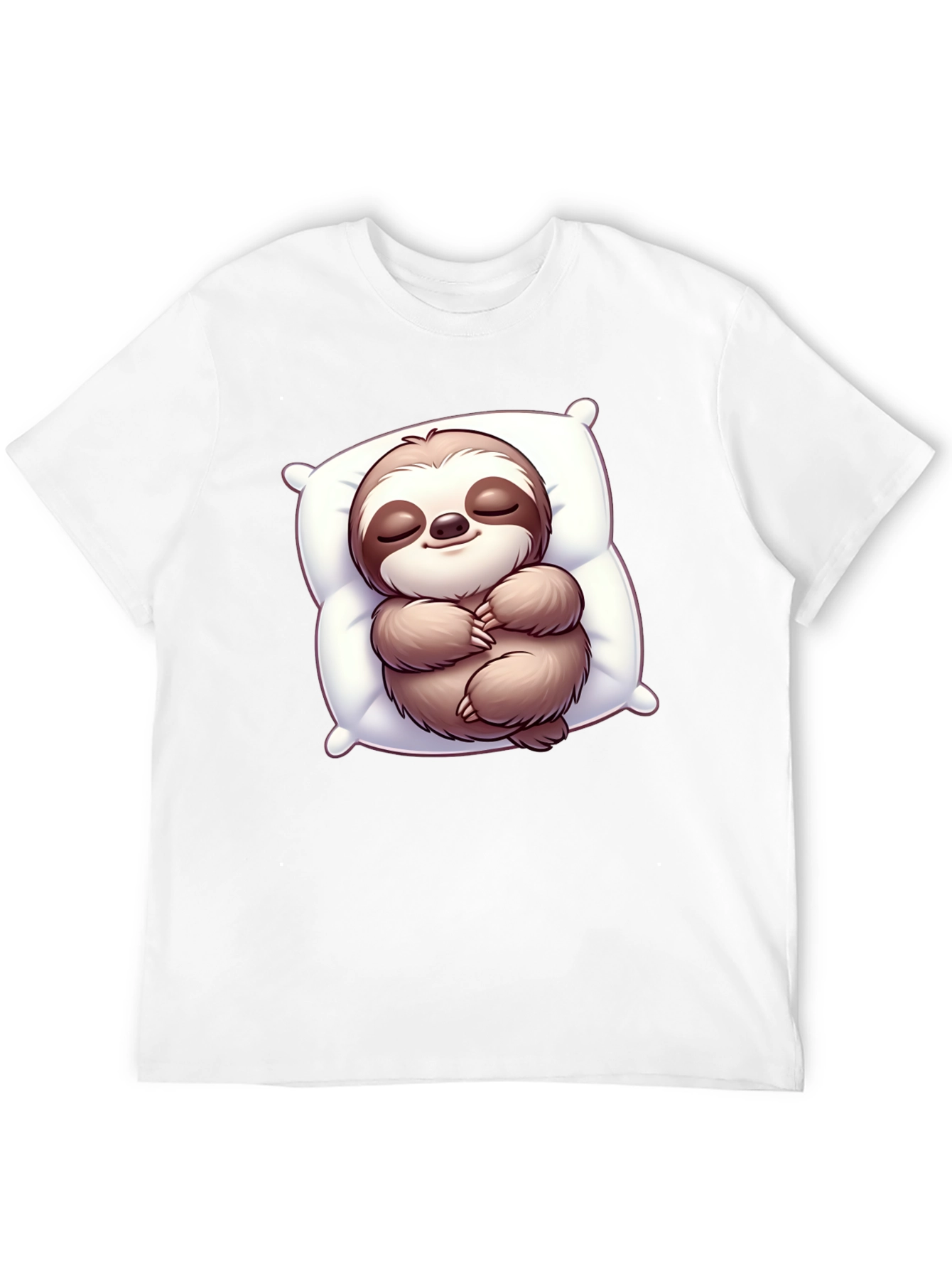 Black Cute Sloth Sleeping on Pillow Black T-Shirt view 12