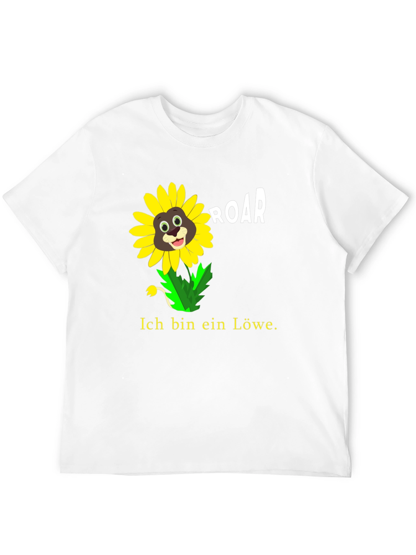 Black Ich Bin Ein Lowe Sunflower Lion Graphic T-Shirt view 12