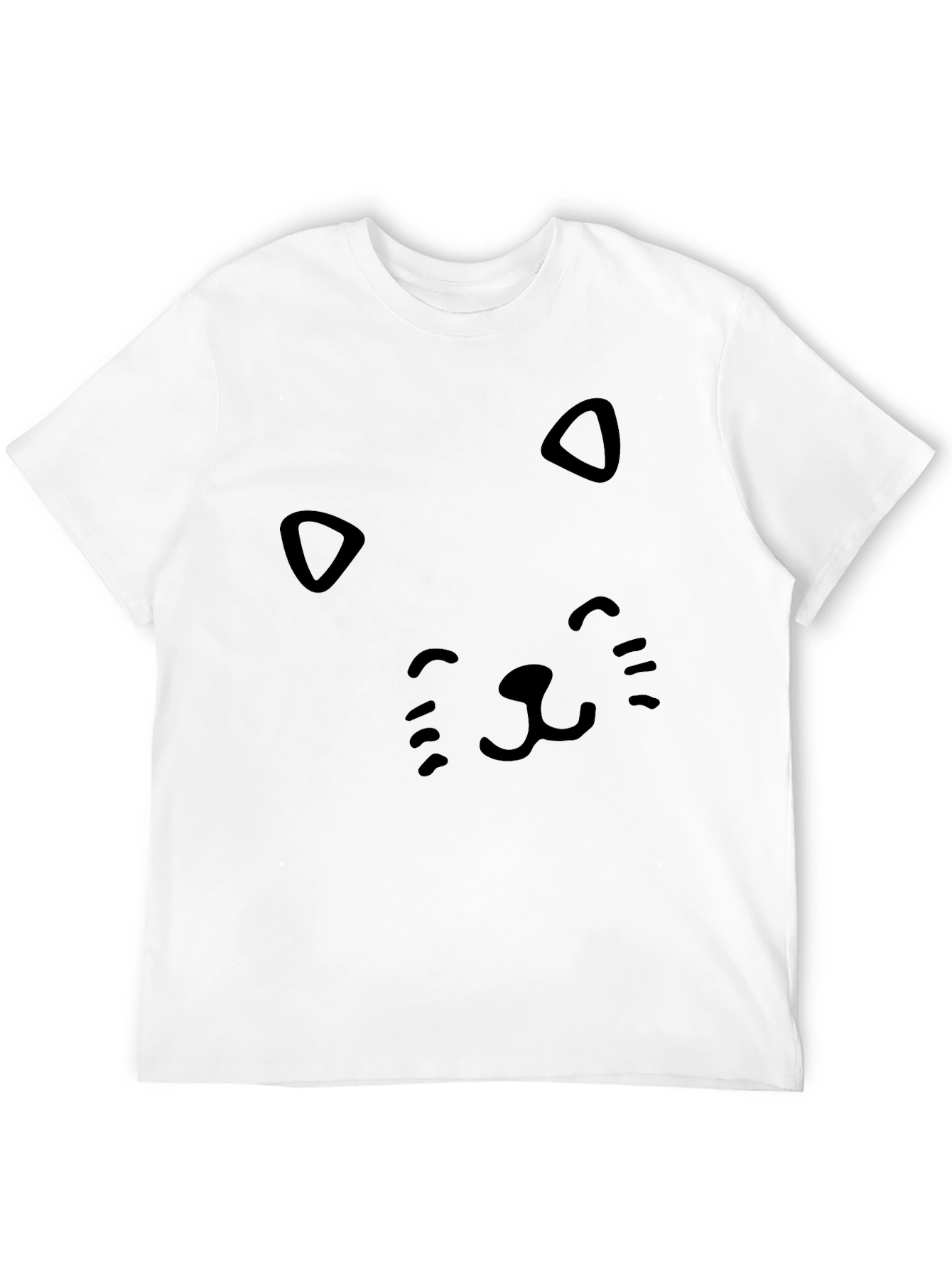 Black Cute Cat Face Black T-Shirt view 12