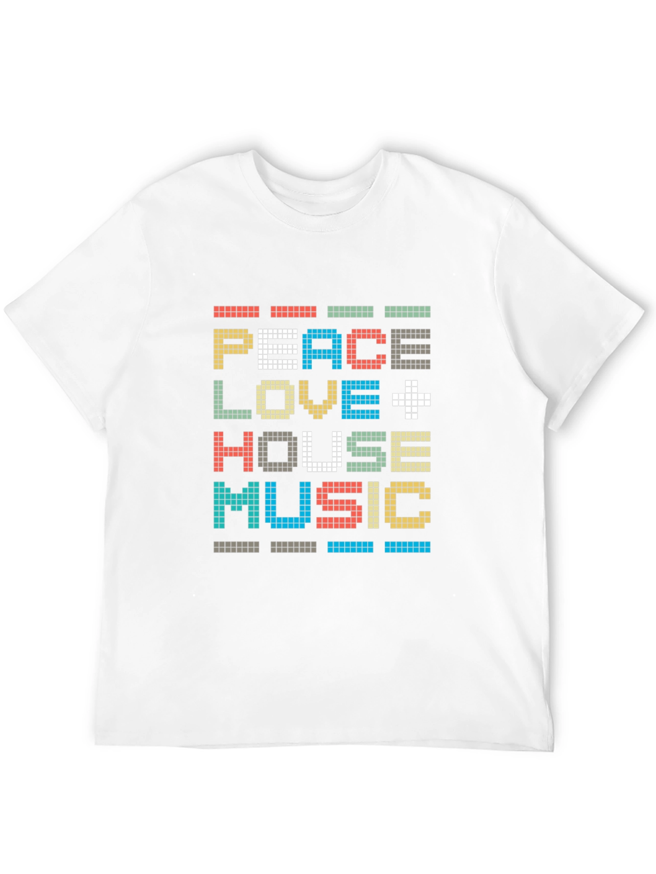 Black Peace Love House Music Pixel Art T-Shirt view 12