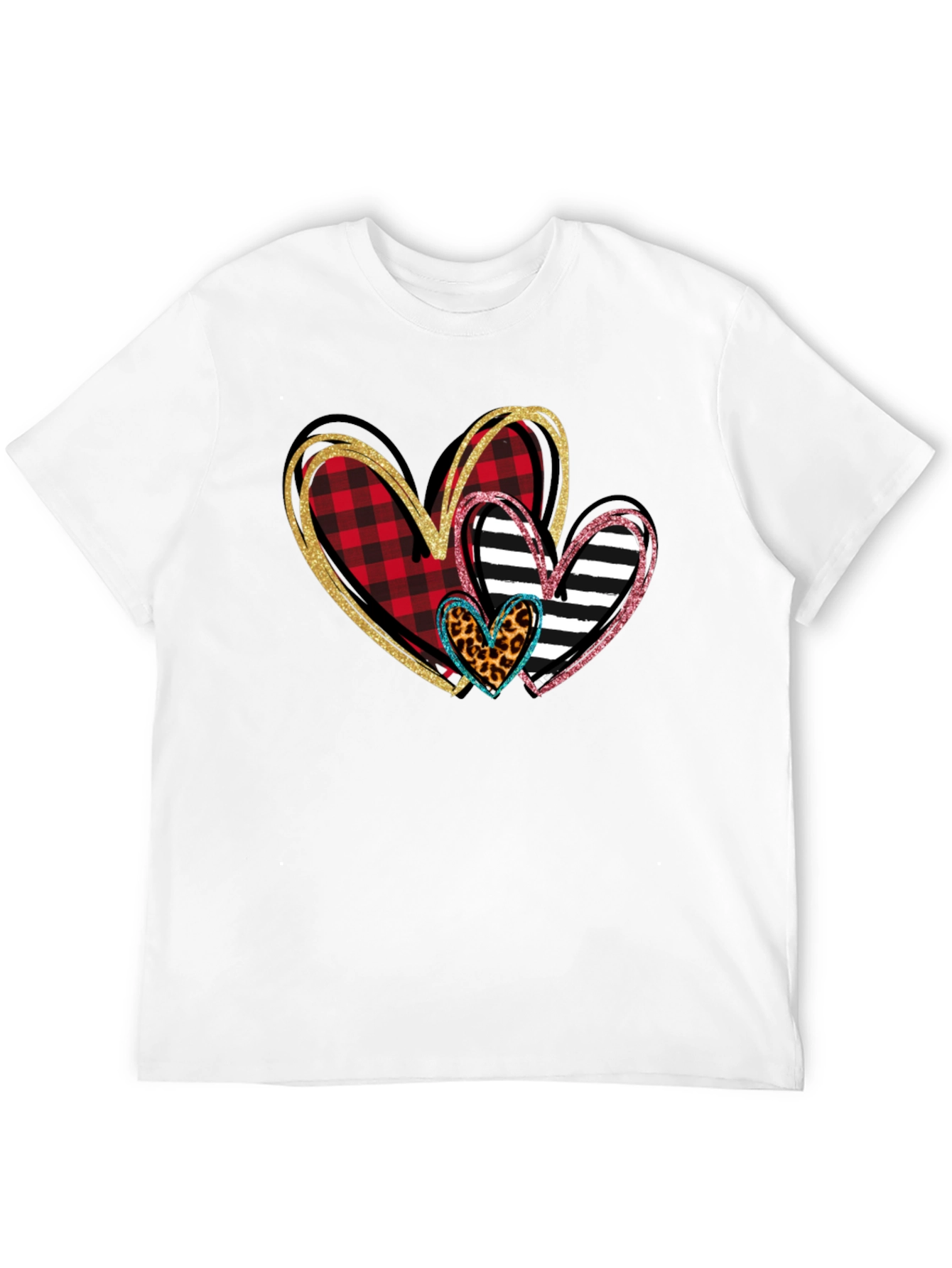 Black Heart Patterned T-Shirt, Valentine's Day Shirt view 12