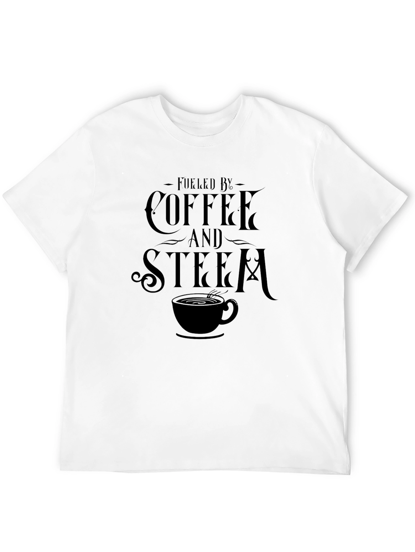 Black Fueled by Coffee and Steam Black T-Shirt view 12