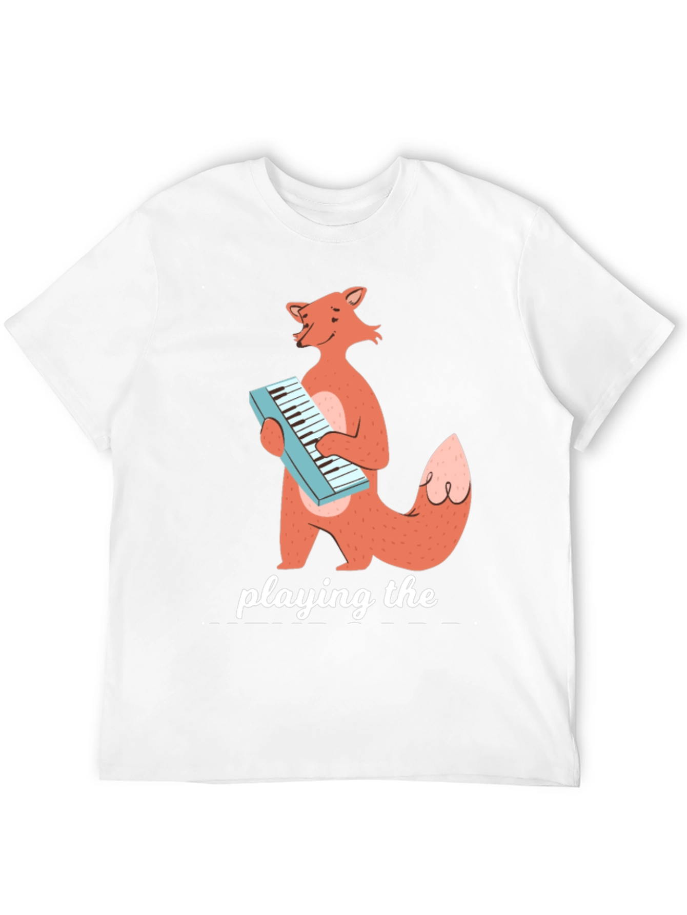 Black Fox Playing Keyboard Funny Graphic T-Shirt view 12
