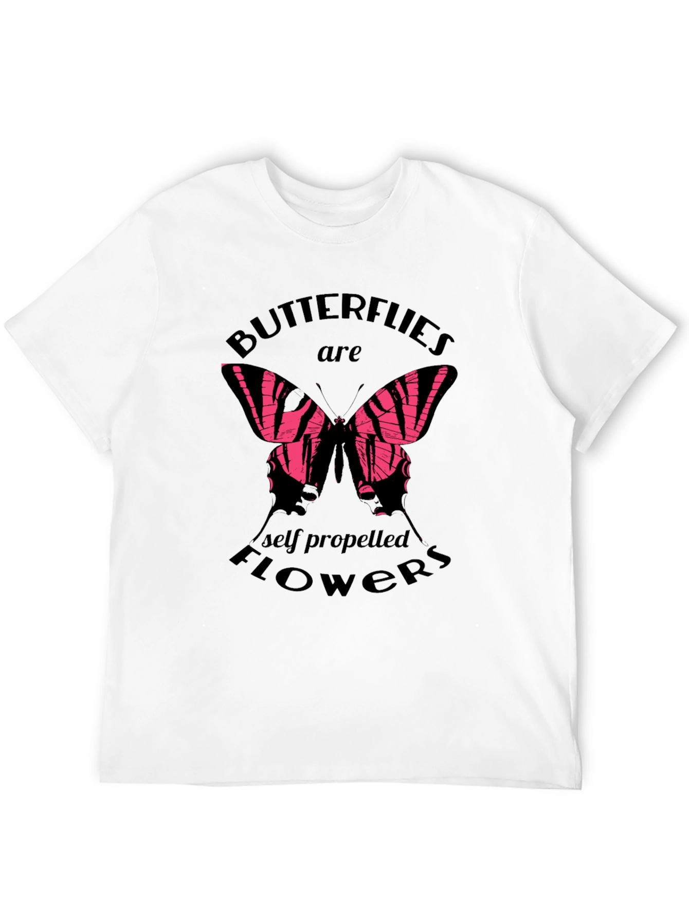 Black Butterfly Flowers Graphic T-Shirt - Trendy Black Tee view 12