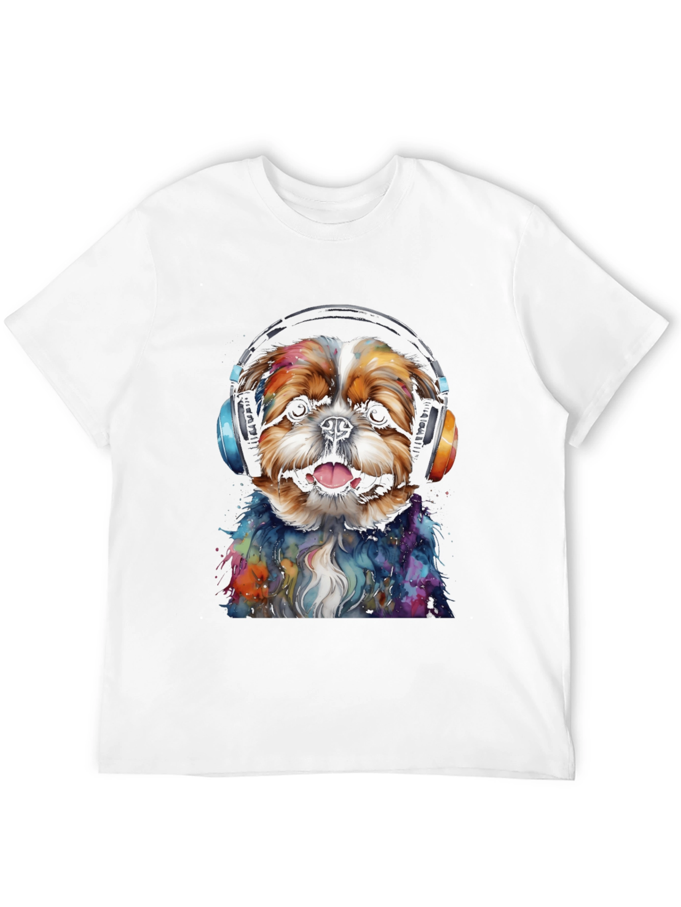Black Dog with Headphones Graphic Tee view 12