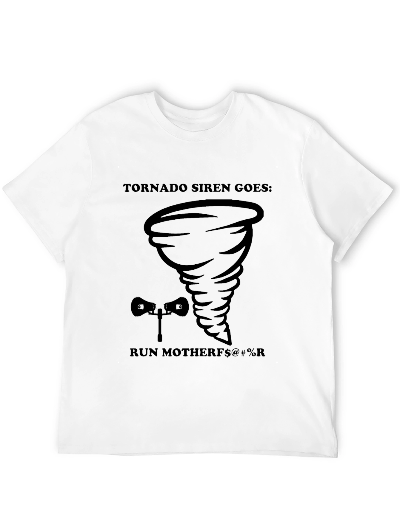 Black Tornado Siren Graphic Tee - Humorous Warning Shirt view 12
