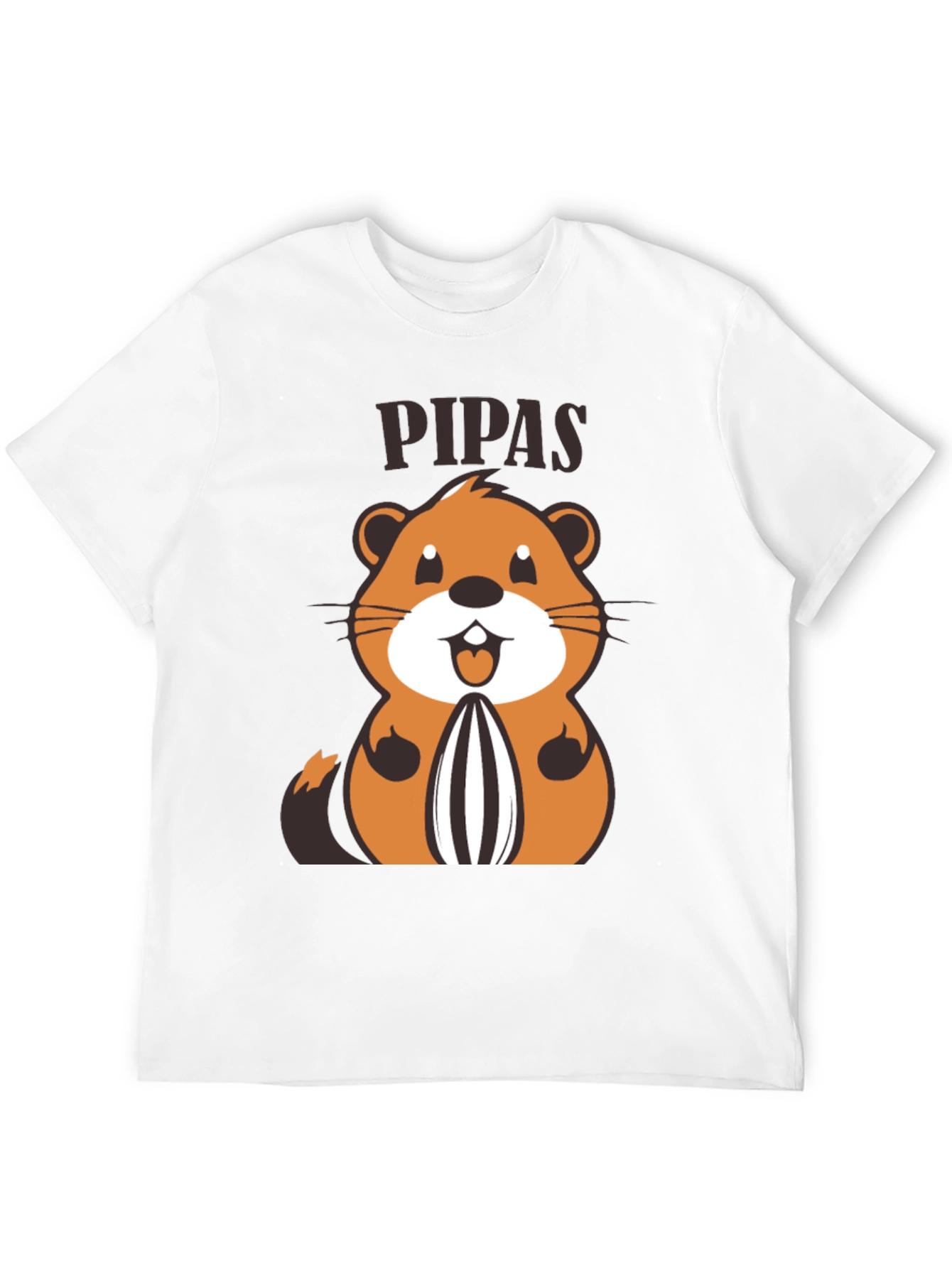 Black Funny PIPAS T-Shirt with Cartoon Animal Design view 12
