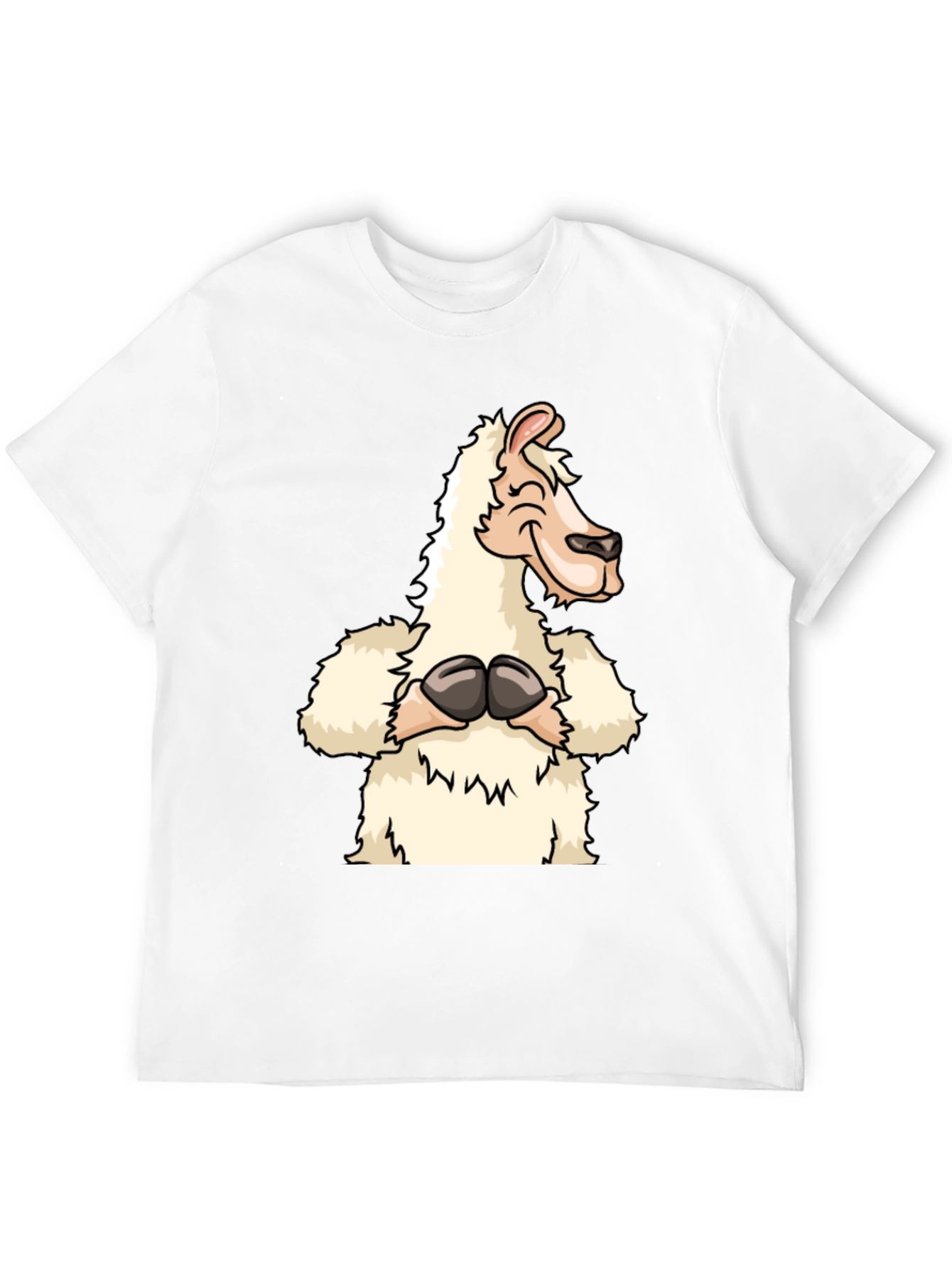 Black Funny Llama Graphic Tee - Black Cotton T-Shirt view 12