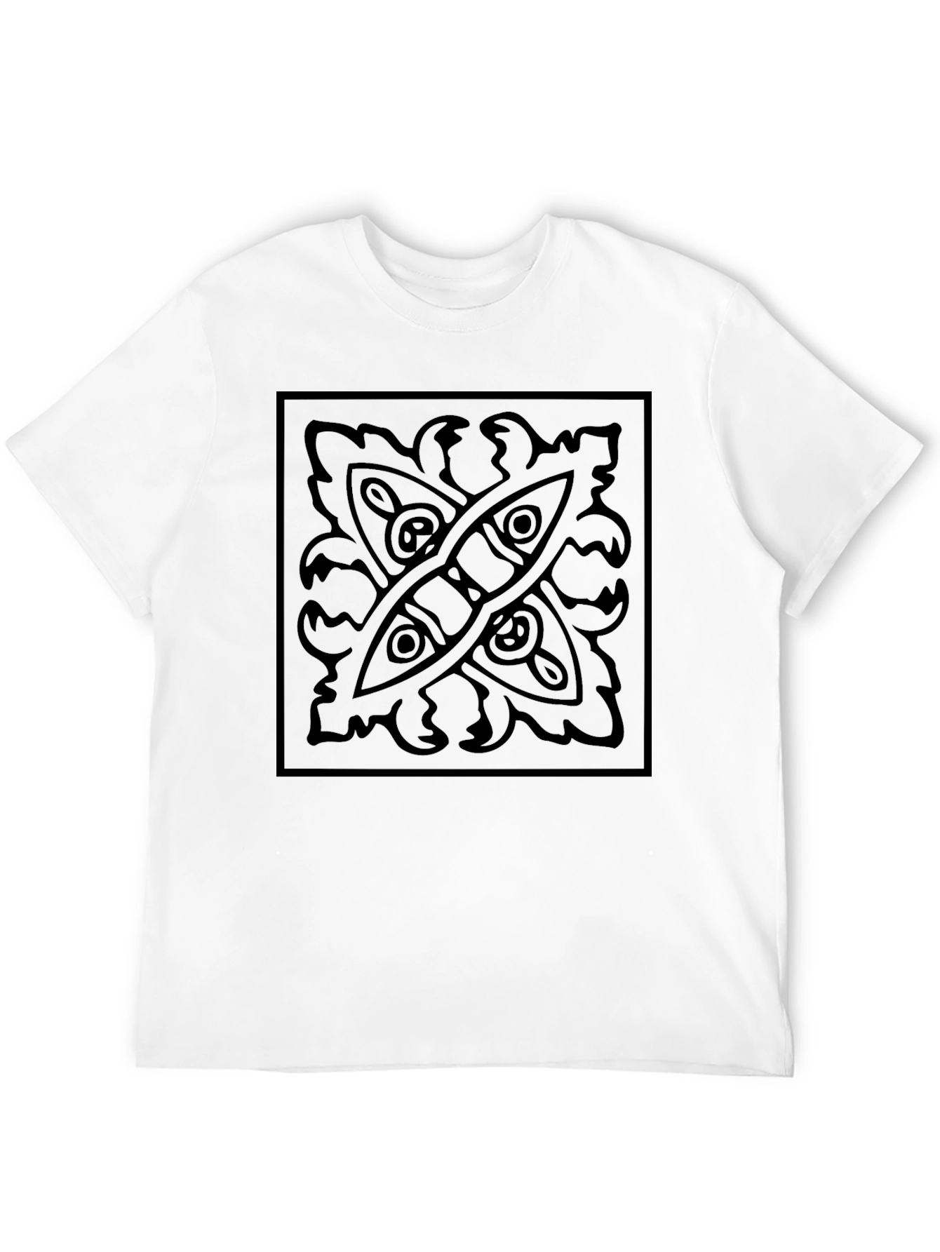 Black Black Graphic Tee: Abstract Square Design view 12