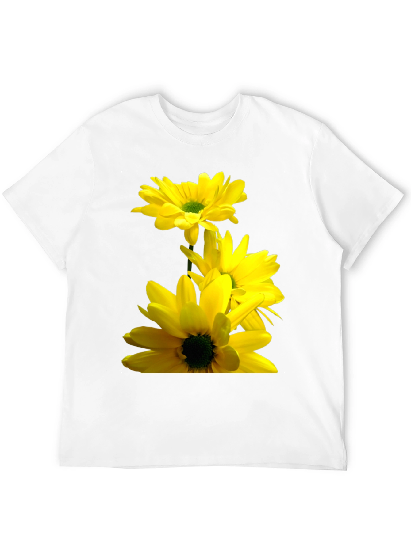 Black Black T-Shirt with Yellow Daisy Flower Print view 12