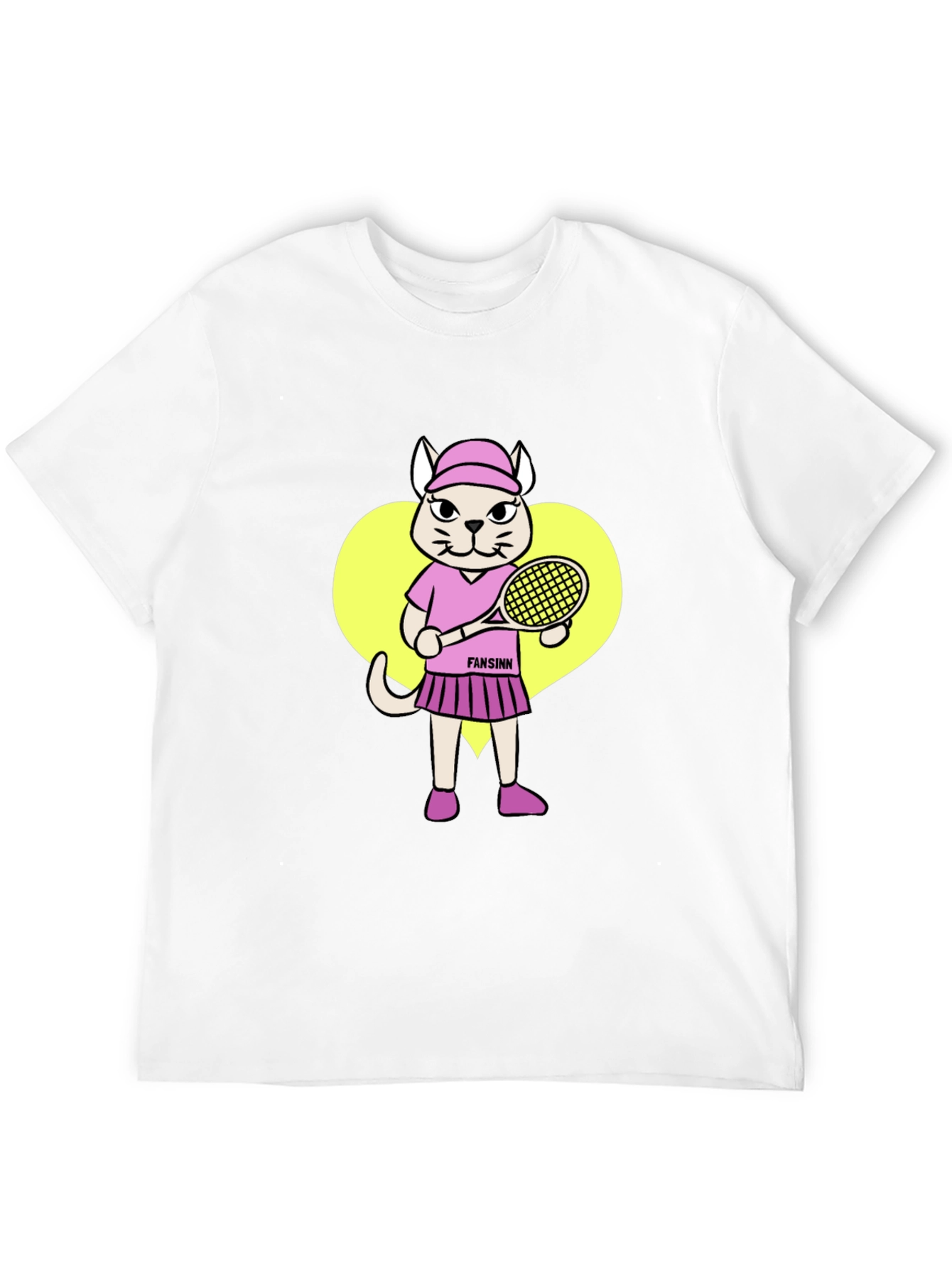 Black Funny Cat Tennis Player Black T-Shirt view 12