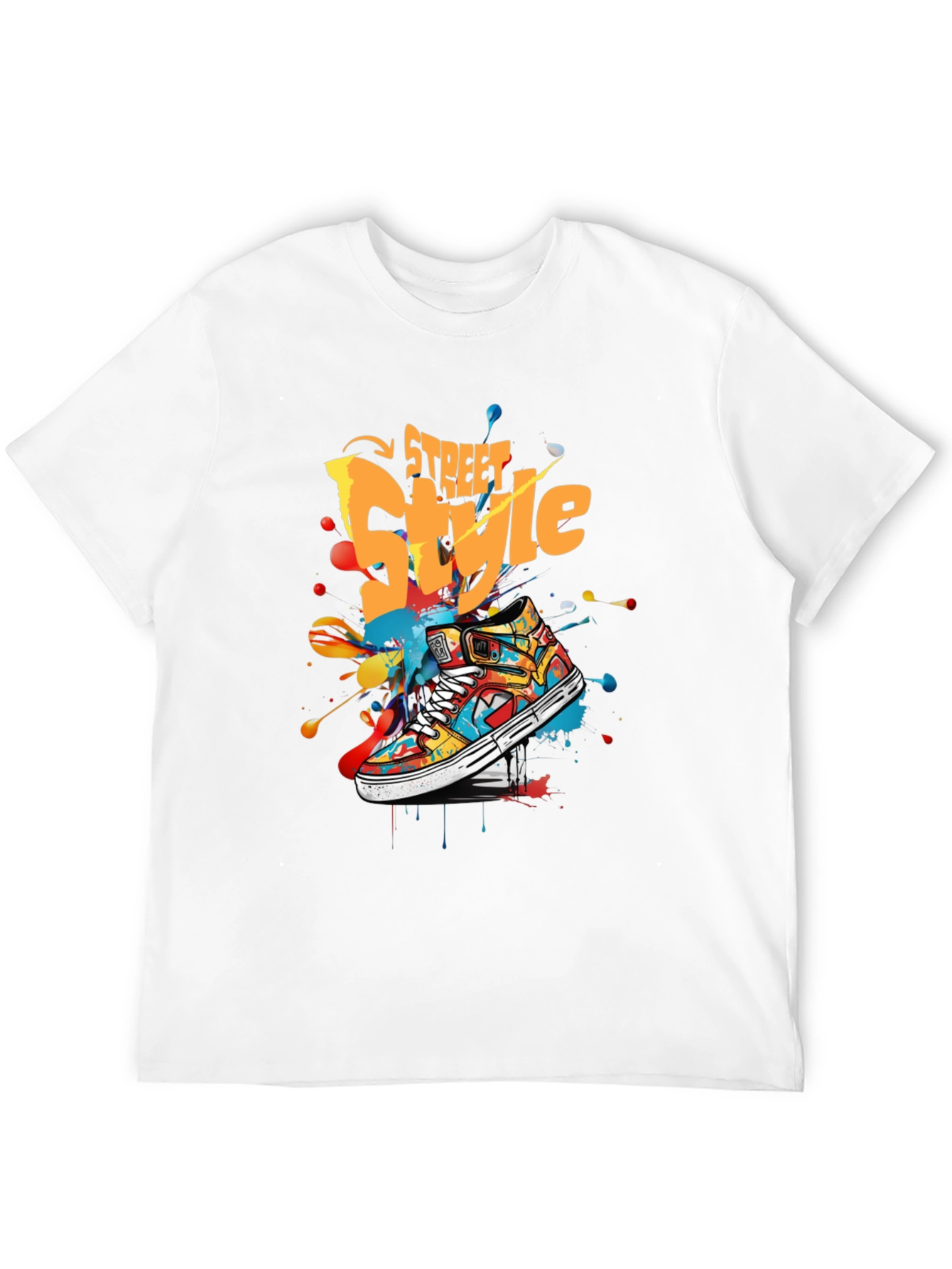 Black Street Style Graphic Tee - Colorful Sneaker Design view 12
