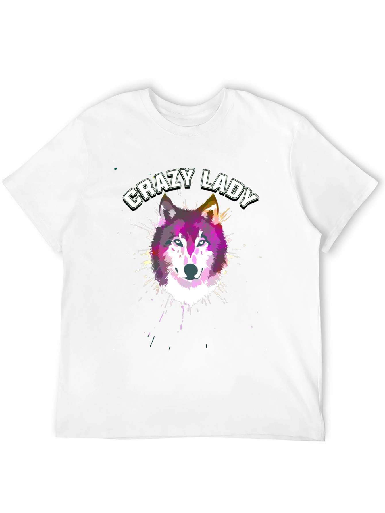Black Crazy Lady Wolf Graphic T-Shirt | Unisex view 12