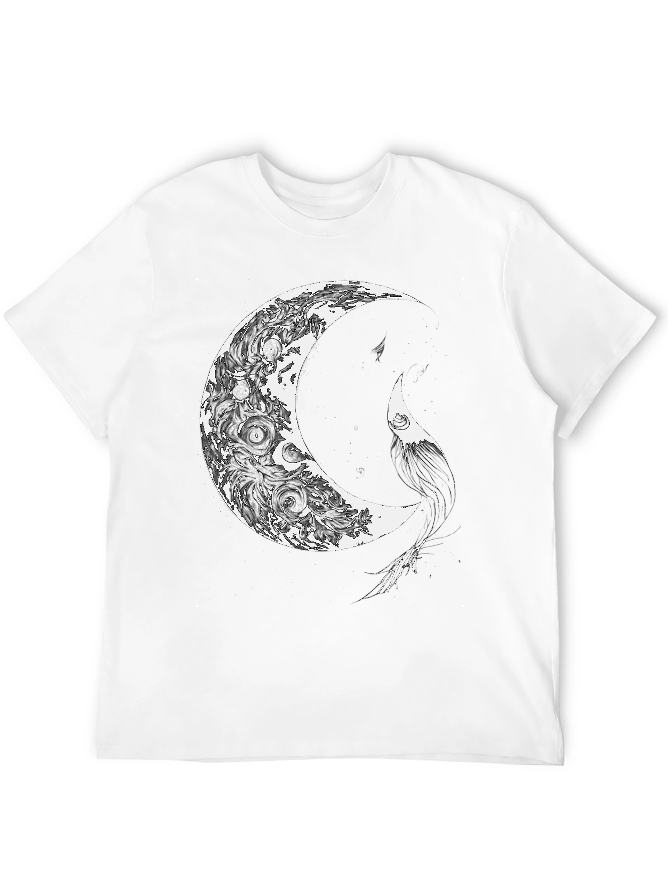 Black Celestial Crescent Moon Graphic Print T-Shirt view 12