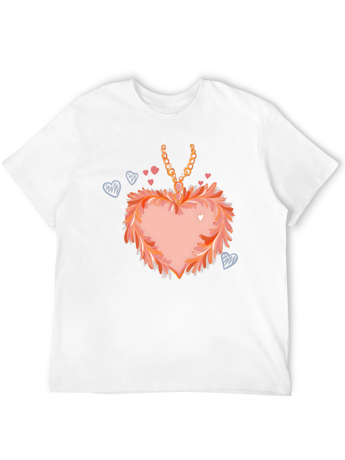 Black Heart Pendant T-Shirt: Fashionable Valentine's Day Apparel view 12